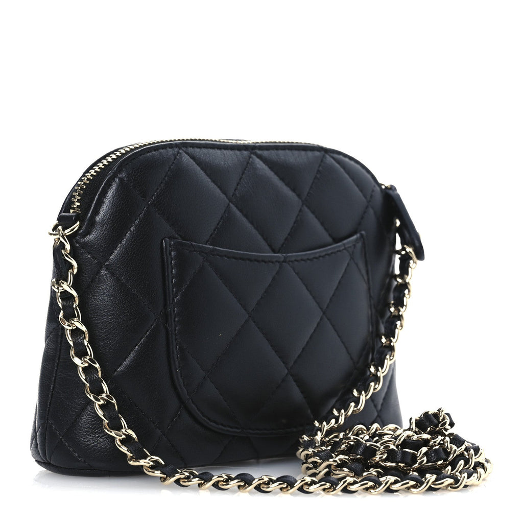Lambskin Quilted Classic Clutch With Chain Black