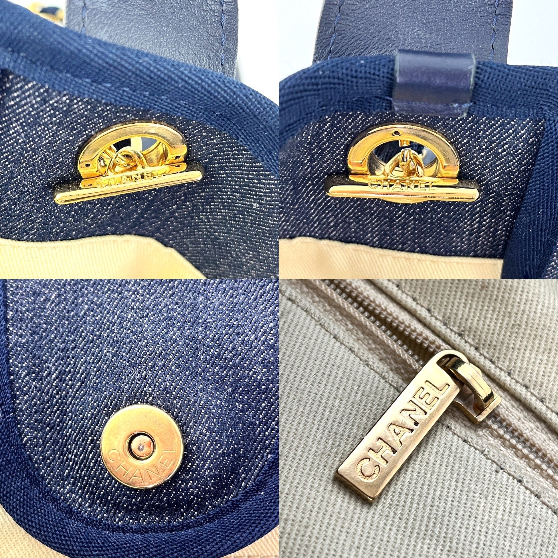 CHANEL Deauville Medium Denim Navy Shopping Tote Bag
