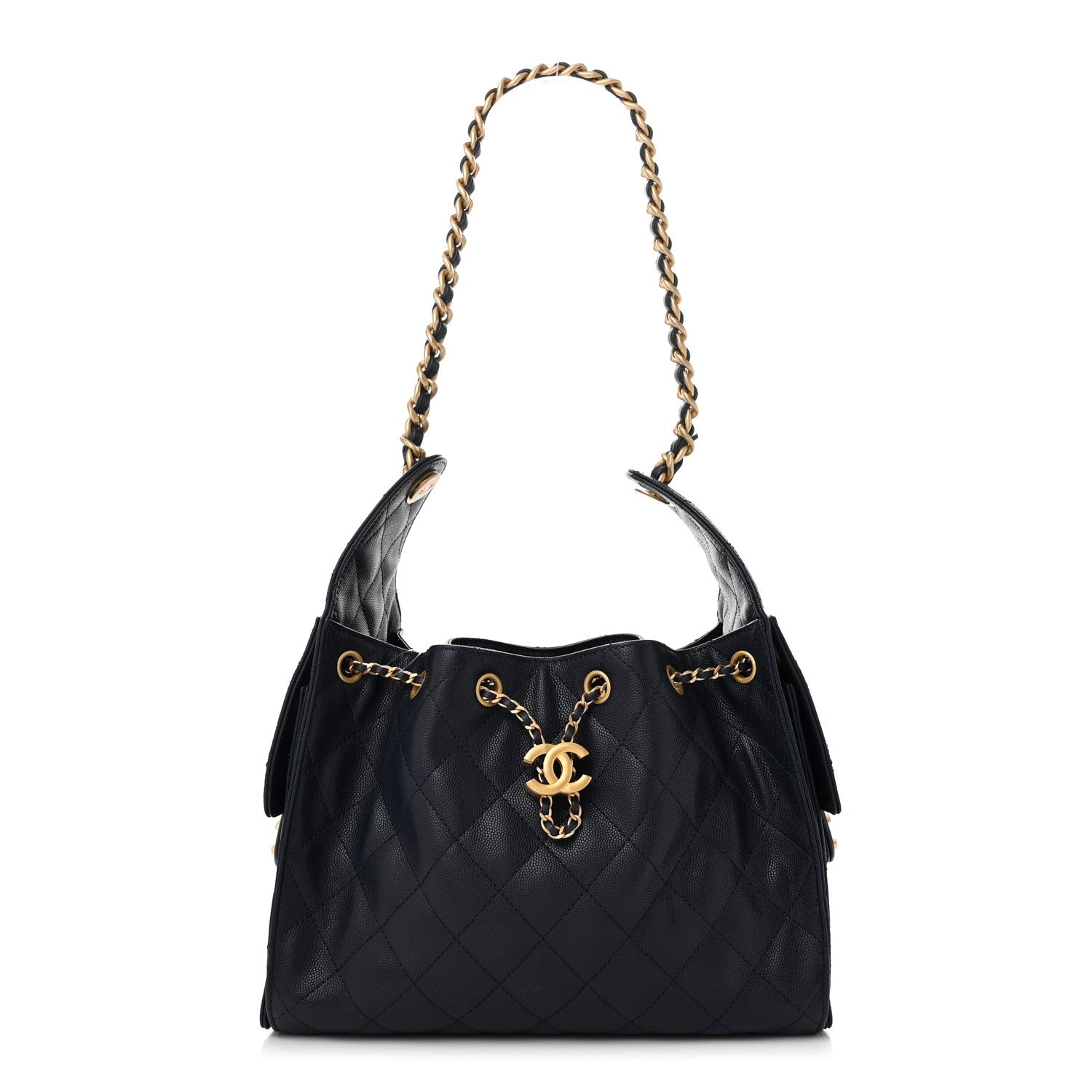 Caviar Quilted Small Chanel 25 Handbag Dark Navy