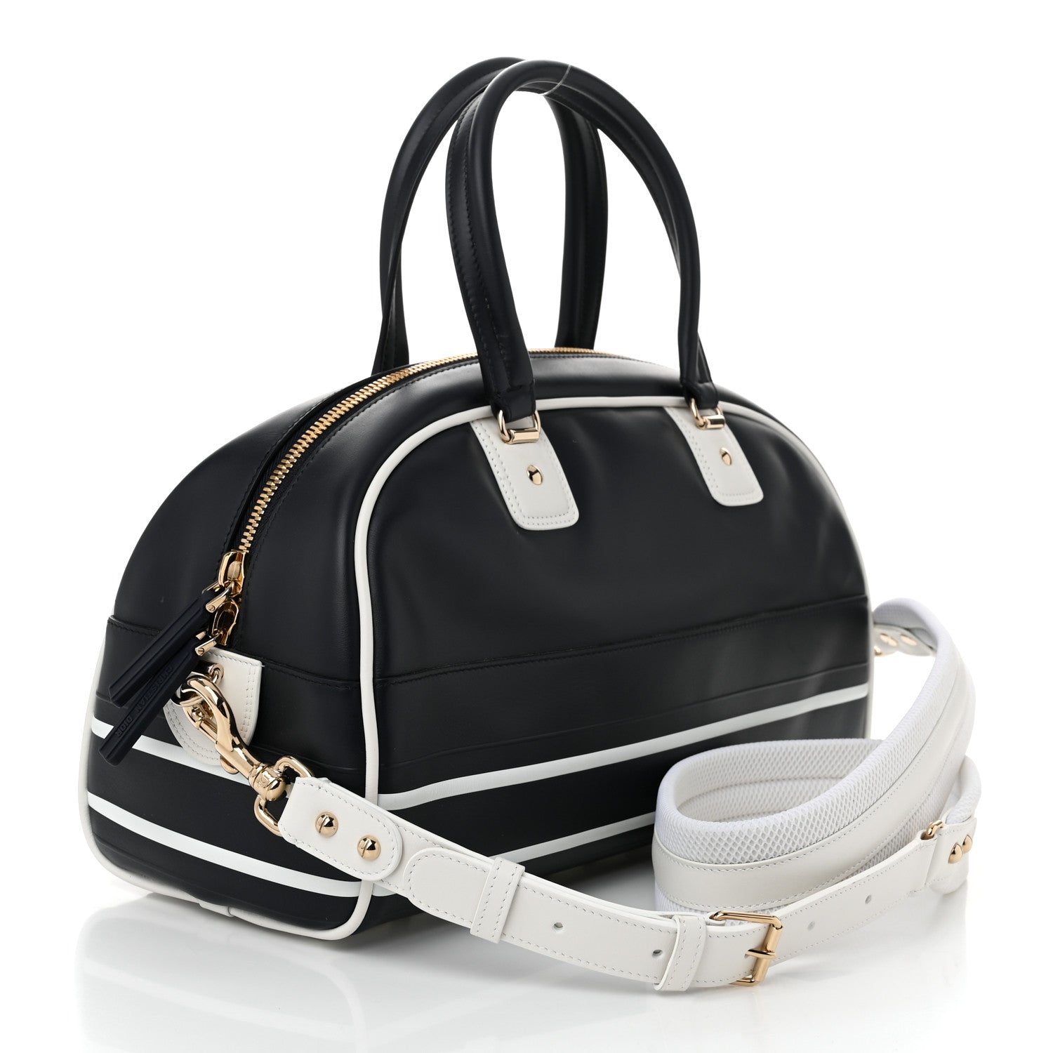 Calfskin Small Dior Vibe Zip Bowling Bag Blue White