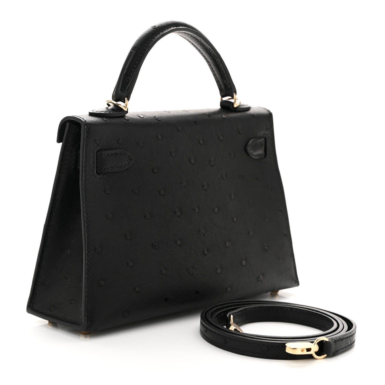 Ostrich Kelly Sellier Mini 20 Black