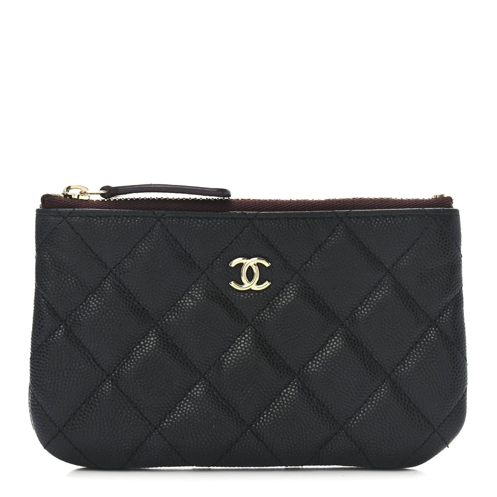 Caviar Quilted Small Cosmetic Case Black