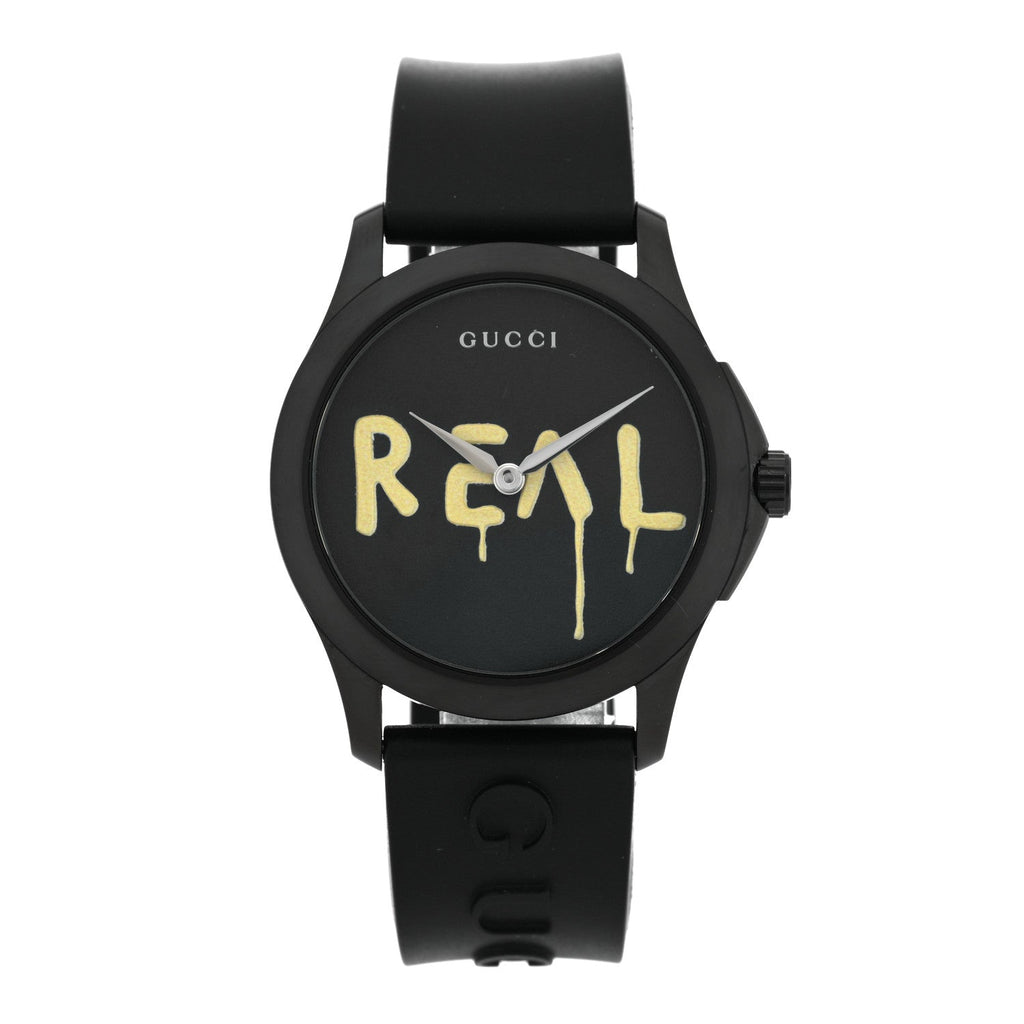 PVD Stainless Steel Rubber 38mm G-Timeless REAL Quartz Watch Black