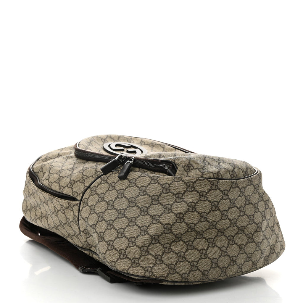 GG Plus Monogram Interlocking G Medium Backpack Dark Brown