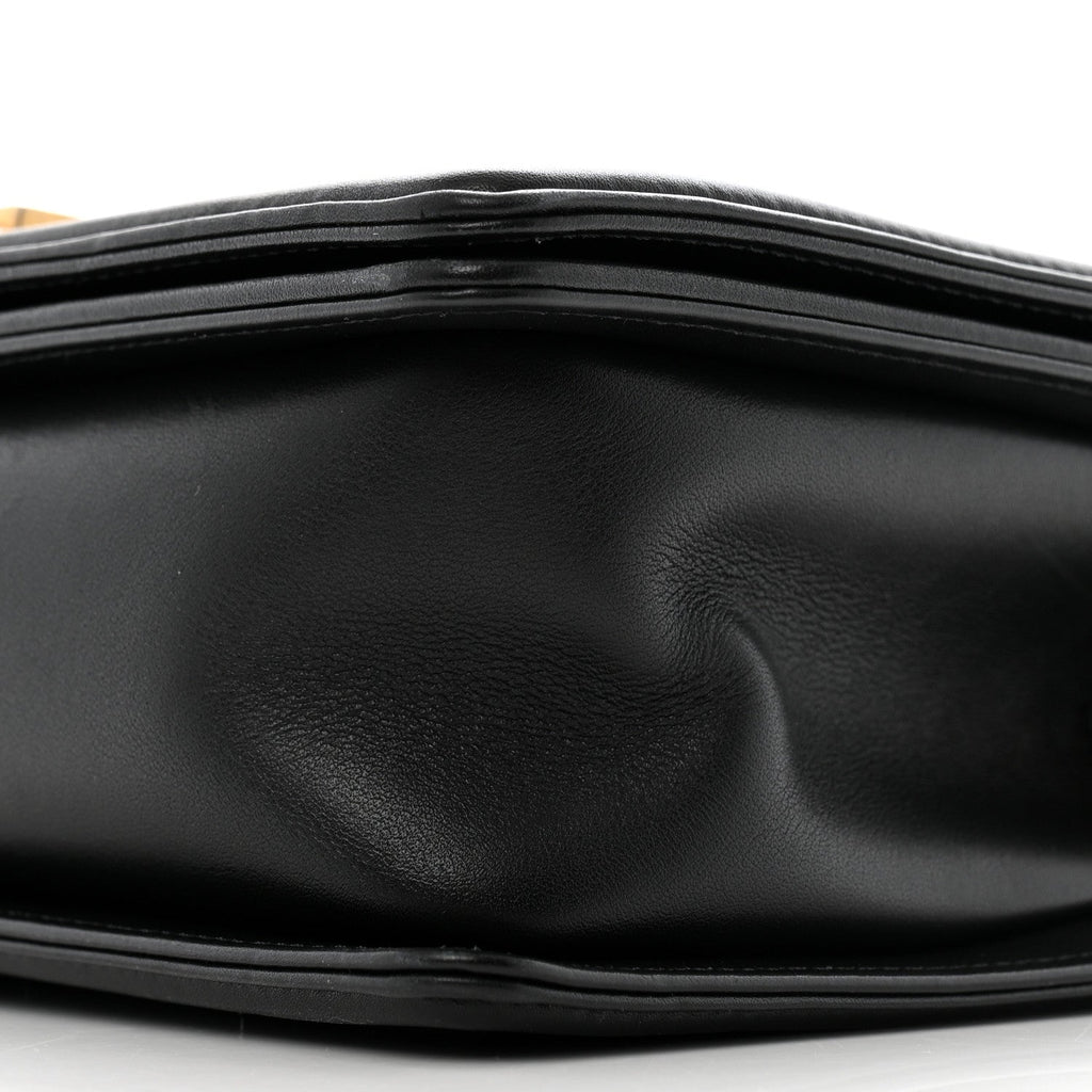 Calfskin Medium Boy Logo Top Handle Flap Black