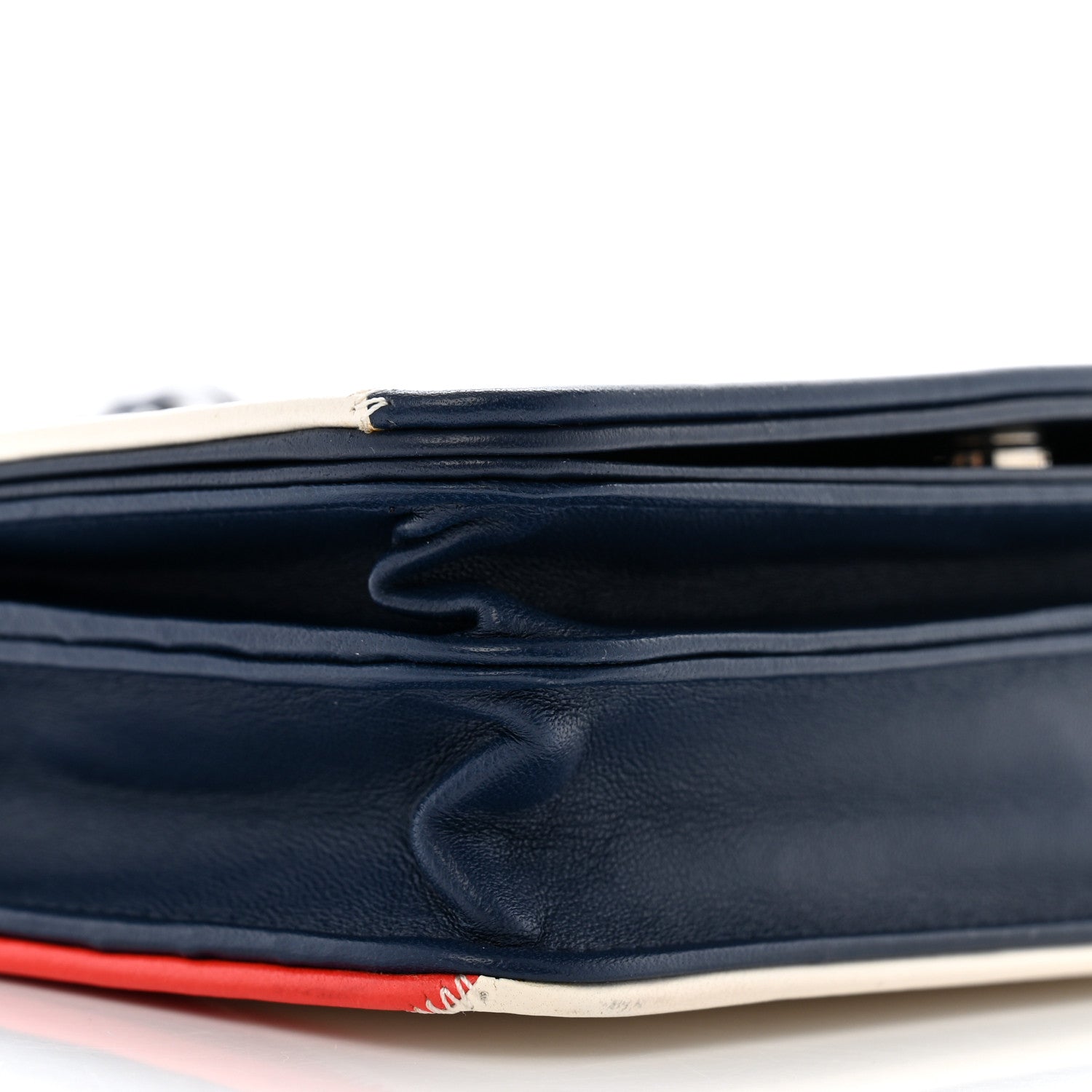 Lambskin Patchwork CC Tassel Crossbody Bag White Blue Red