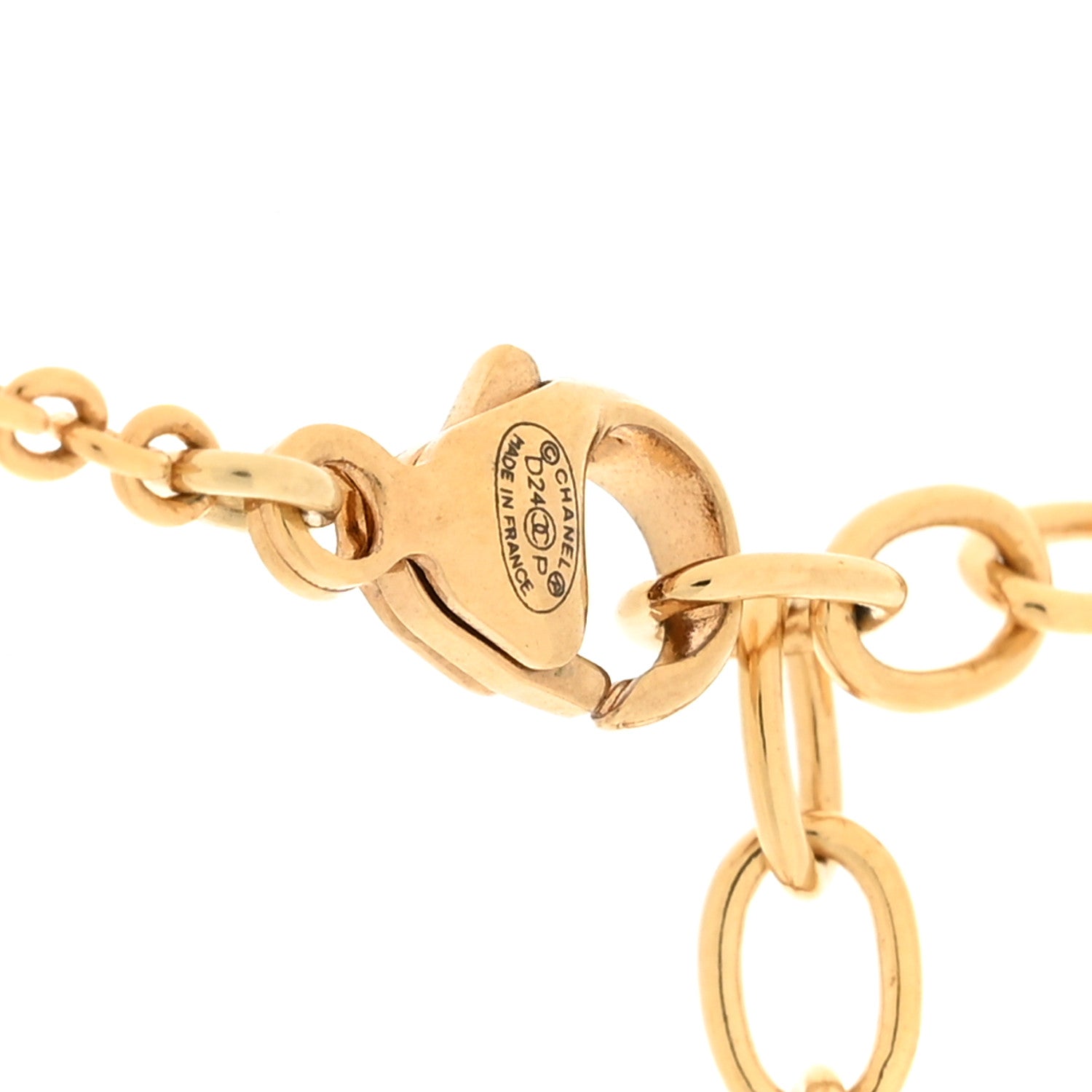 Metal Enamel Pearl CC Chain Necklace Pendant Gold Pink