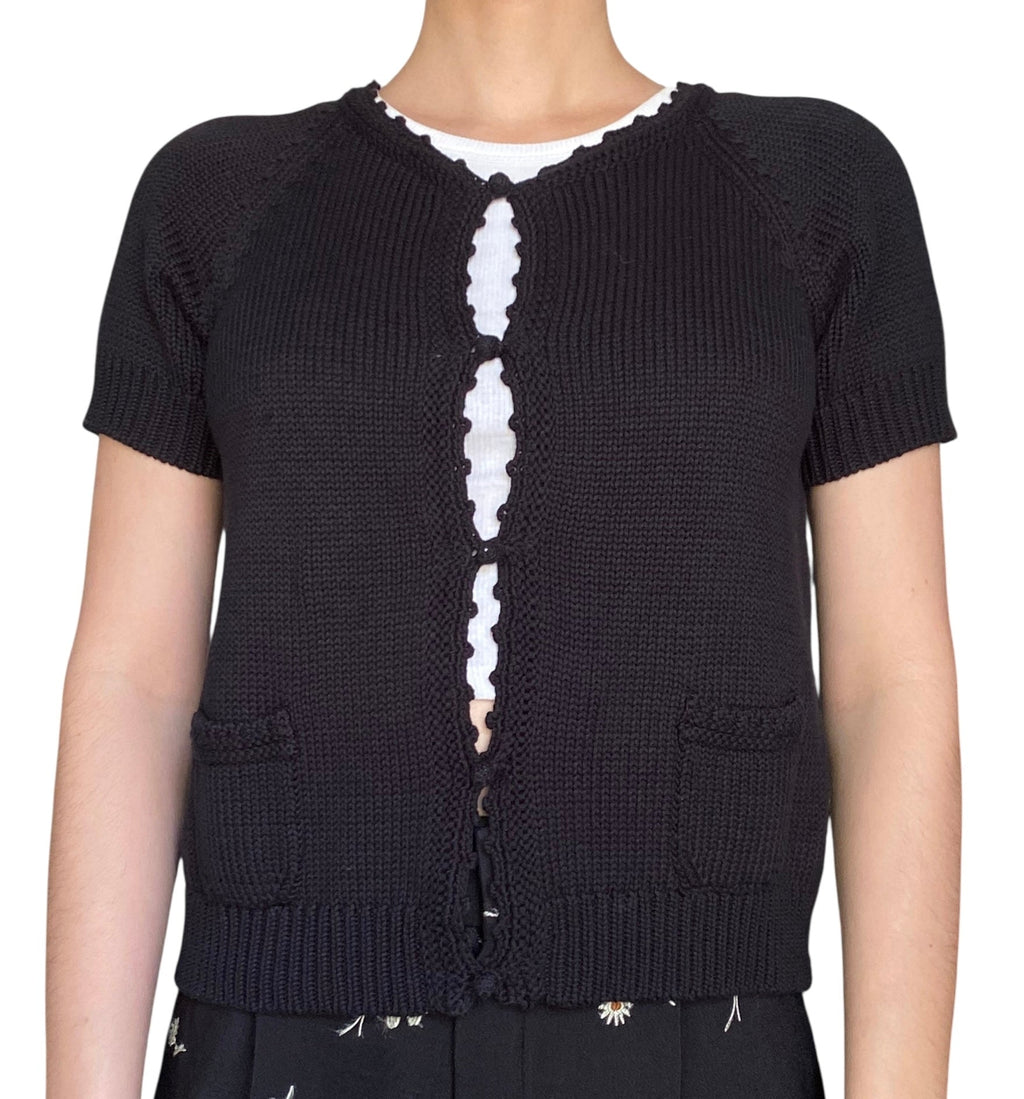 Prada Black Short Sleeve Knit igan - 44
