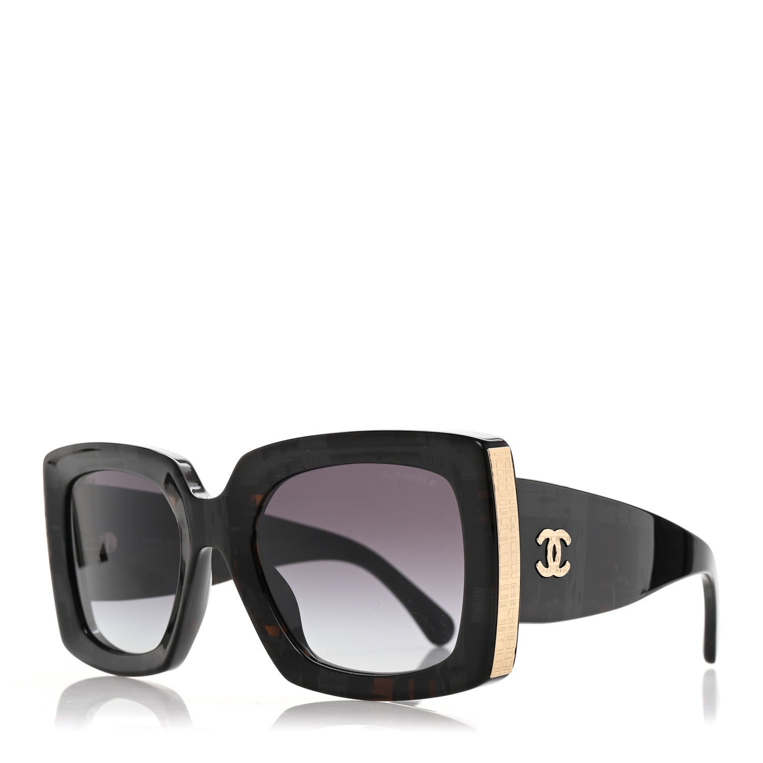 Acetate Rectangle Sunglasses 5435-A Black