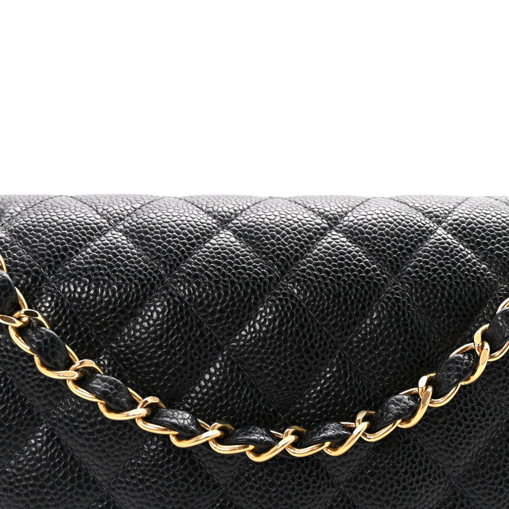 Caviar Quilted Medium Double Flap Black
