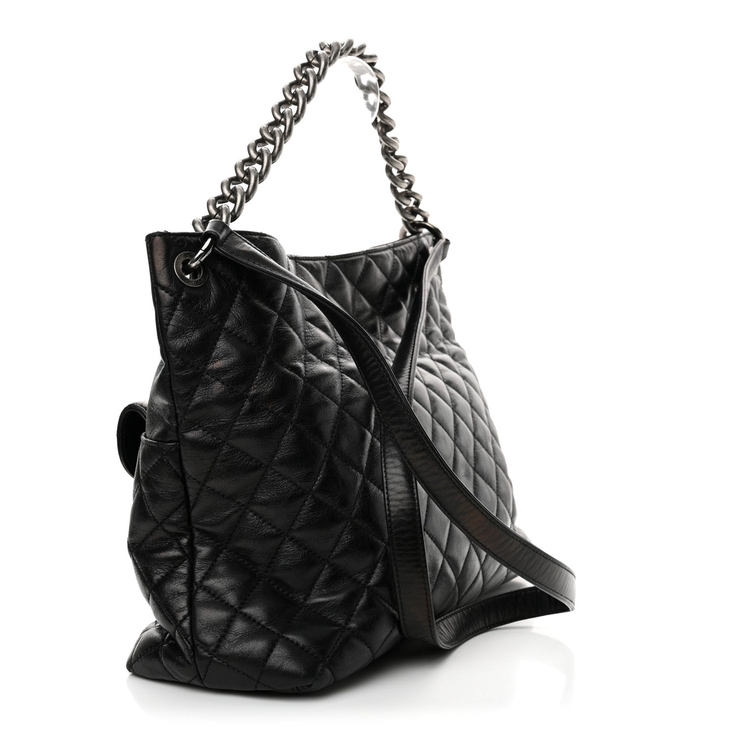 Aged Calfskin Quilted Mad About Quilting Hobo Black