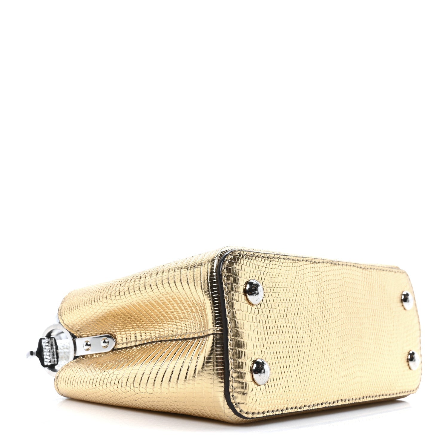 Metallic Lizard Capucines Mini Silver Gold