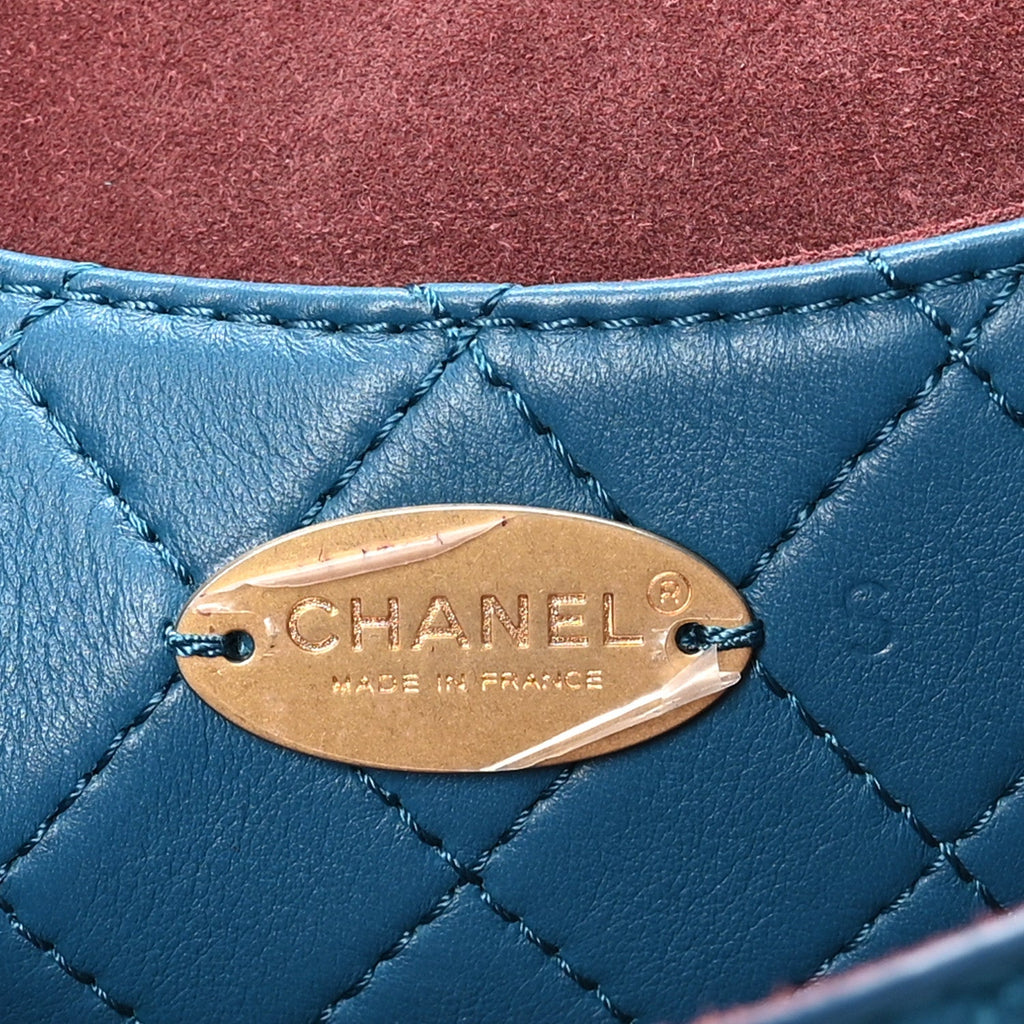 Calfskin Quilted Multi Pouching Flap And Coin Purse Blue