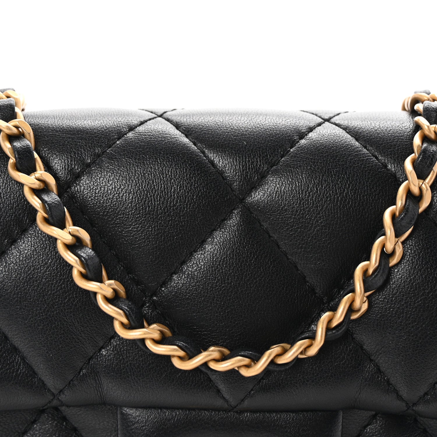 Lambskin Quilted Mini Heart Charms Flap Black