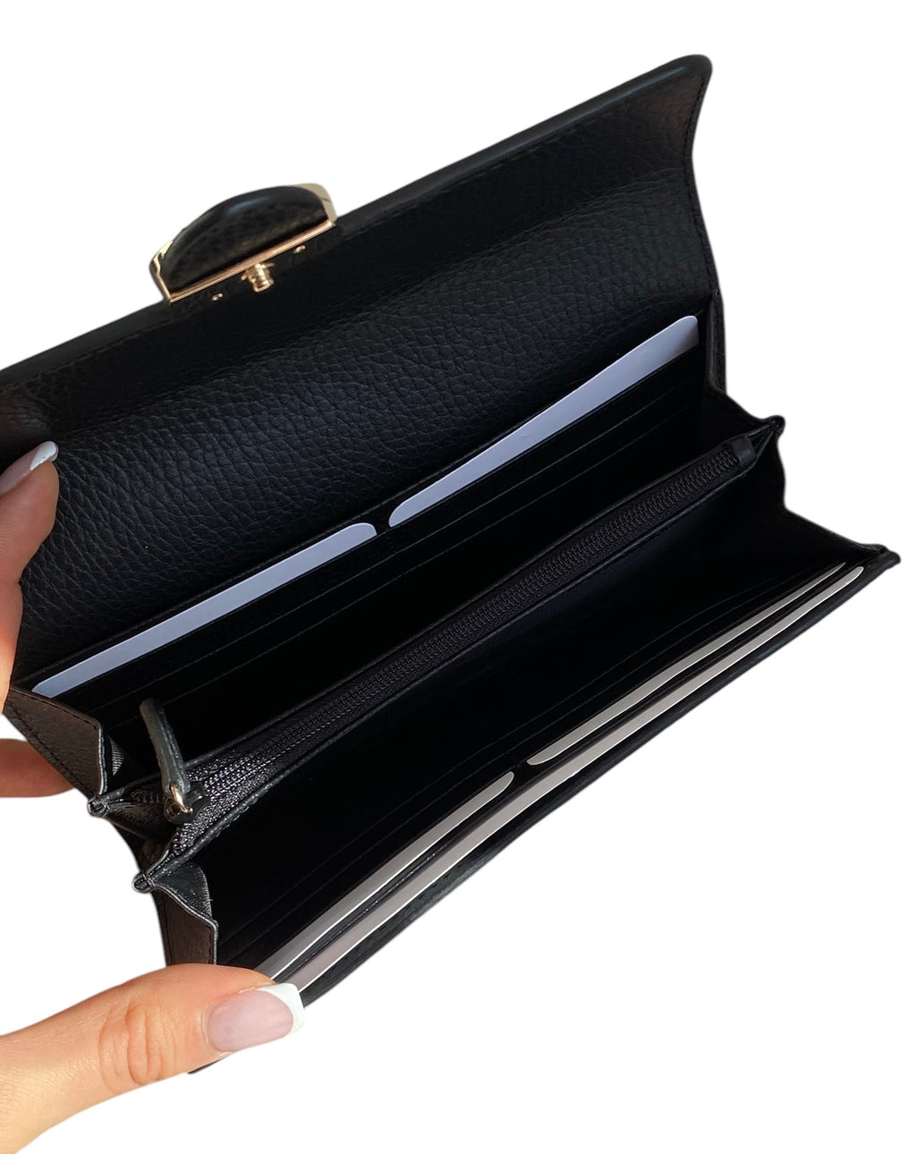 Gucci Long Black Leather weather Wallet