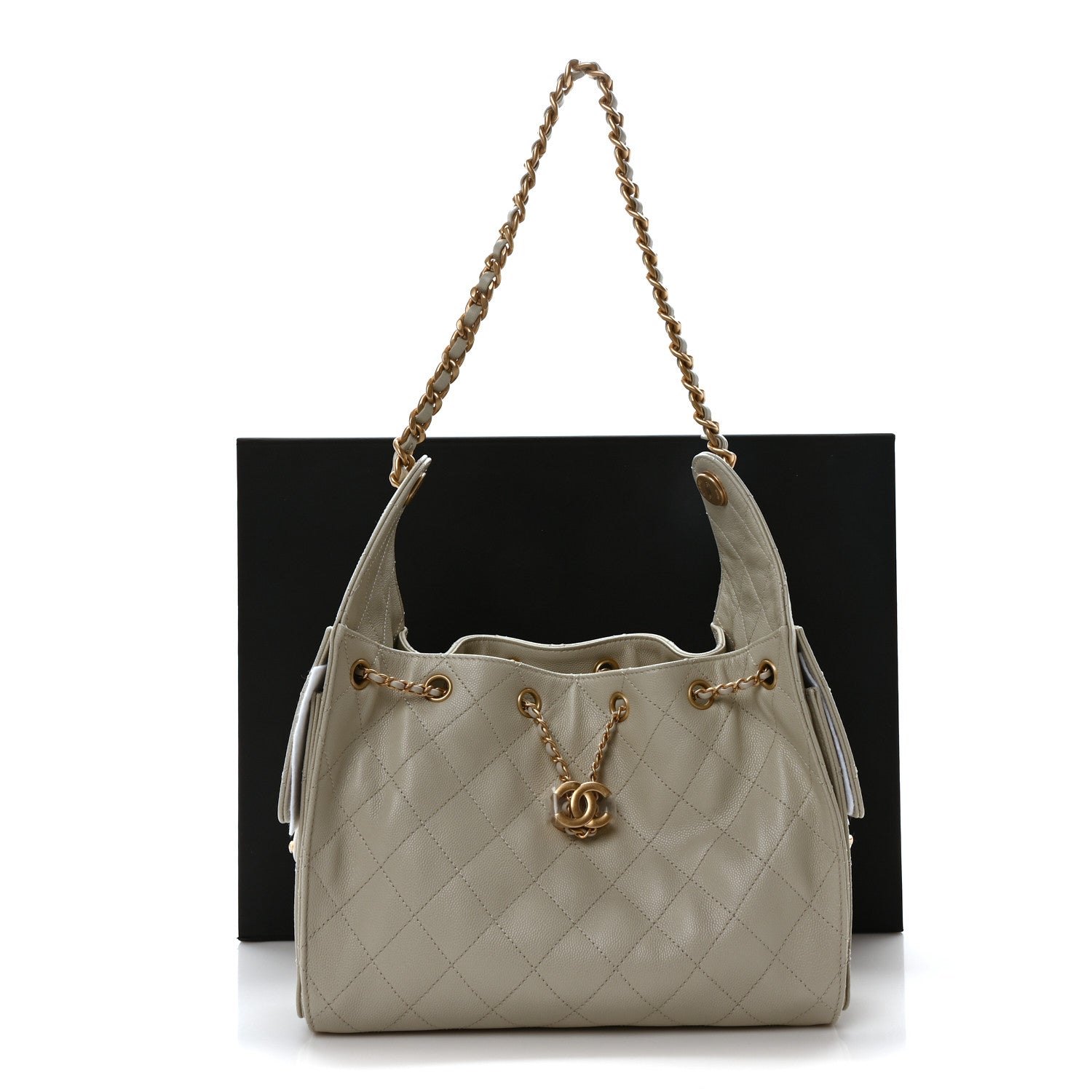 Caviar Quilted Small Chanel 25 Handbag Light Grey