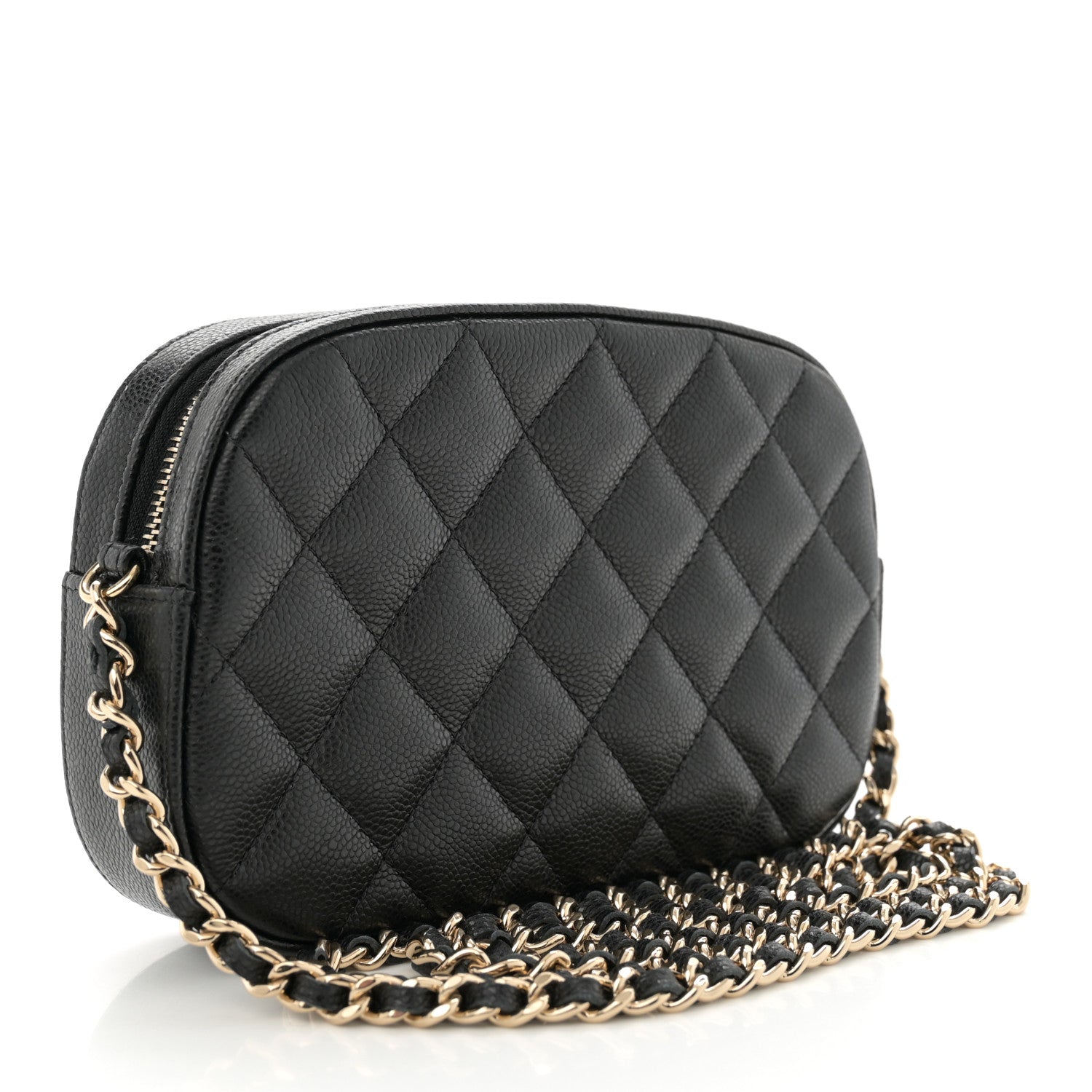 Caviar Quilted Chain Camera Bag Black