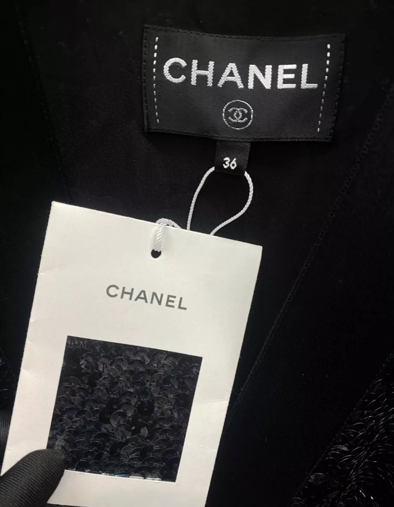 Chanel 19S Black & Silver Glittered Tweed Jumpsuit