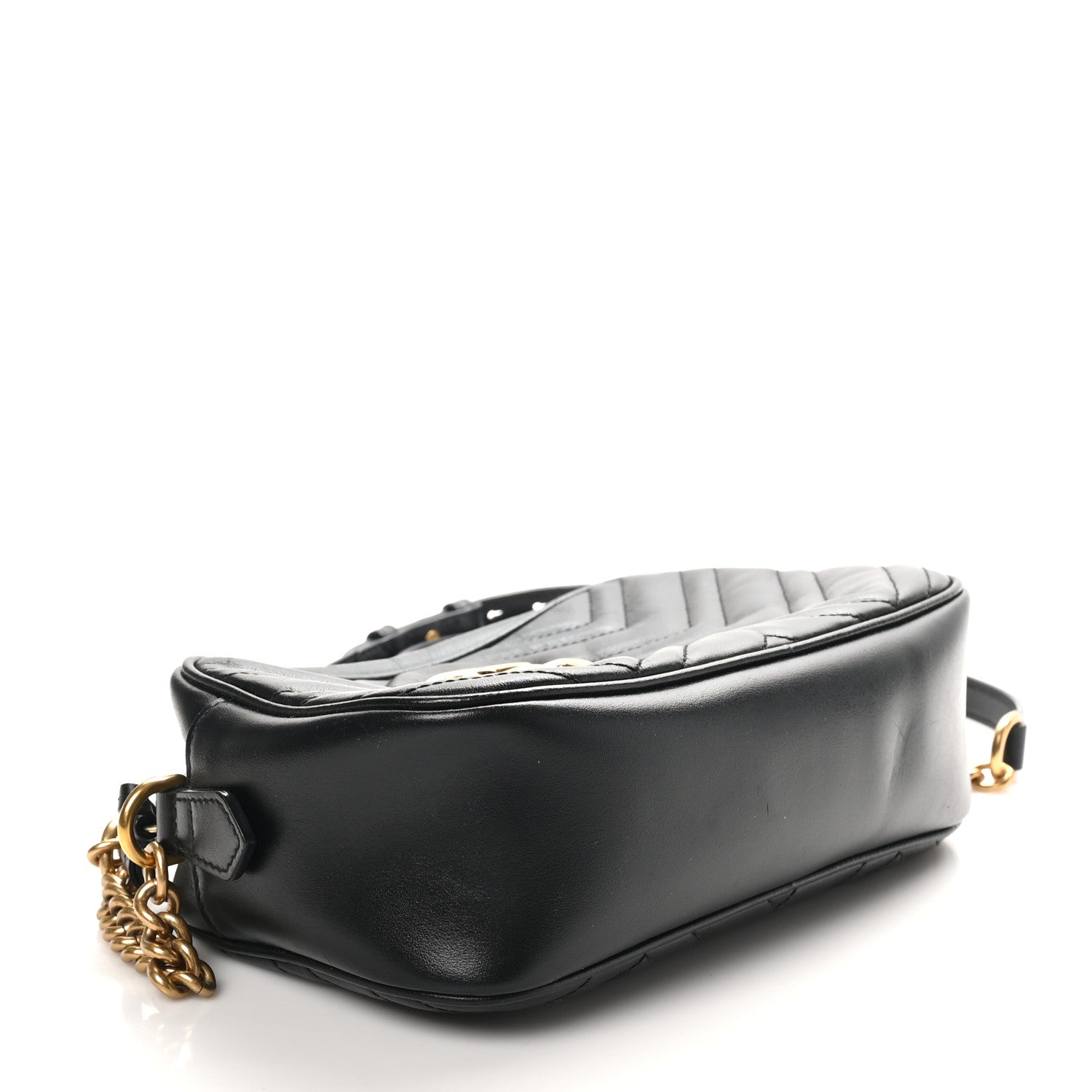 Calfskin Matelasse Small GG Marmont Chain Shoulder Bag Black