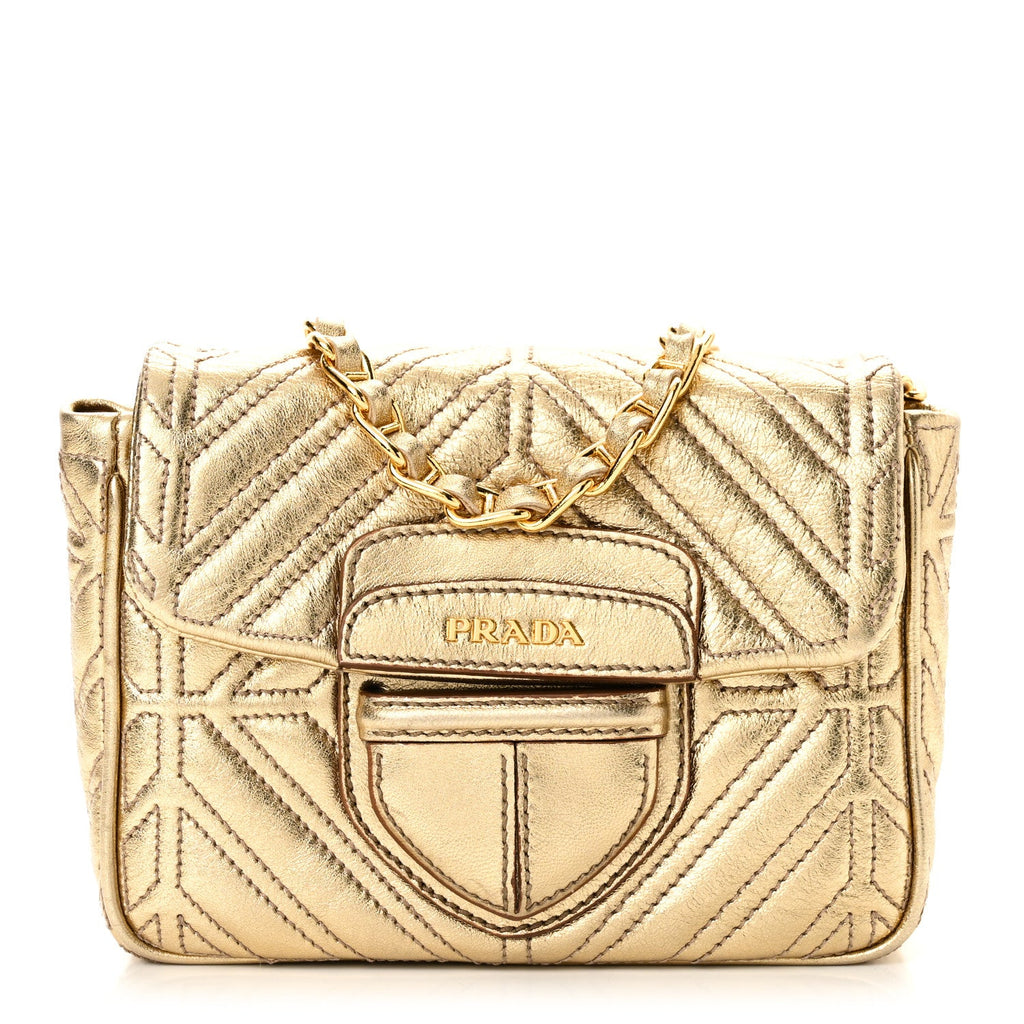 Metallic Nappa Mosaico Pattina Crossbody Platino