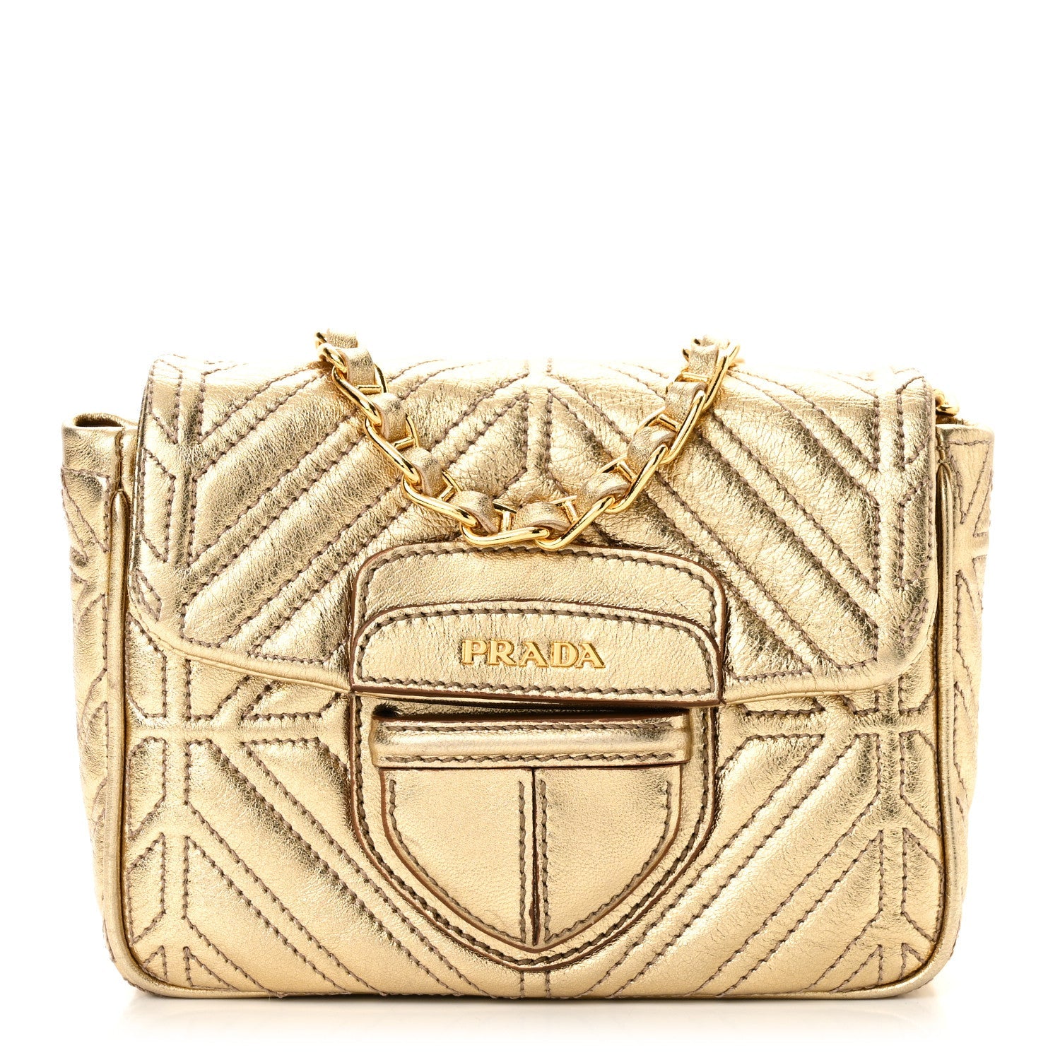 Metallic Nappa Mosaico Pattina Crossbody Platino