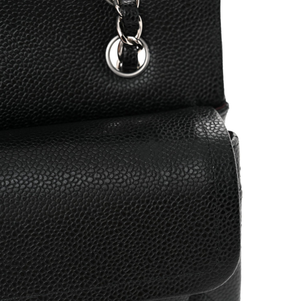 Caviar Quilted Small Double Flap Black