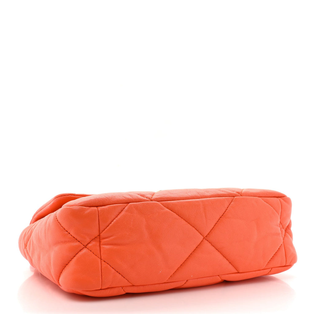Lambskin Quilted Medium Chanel 19 Flap Orange