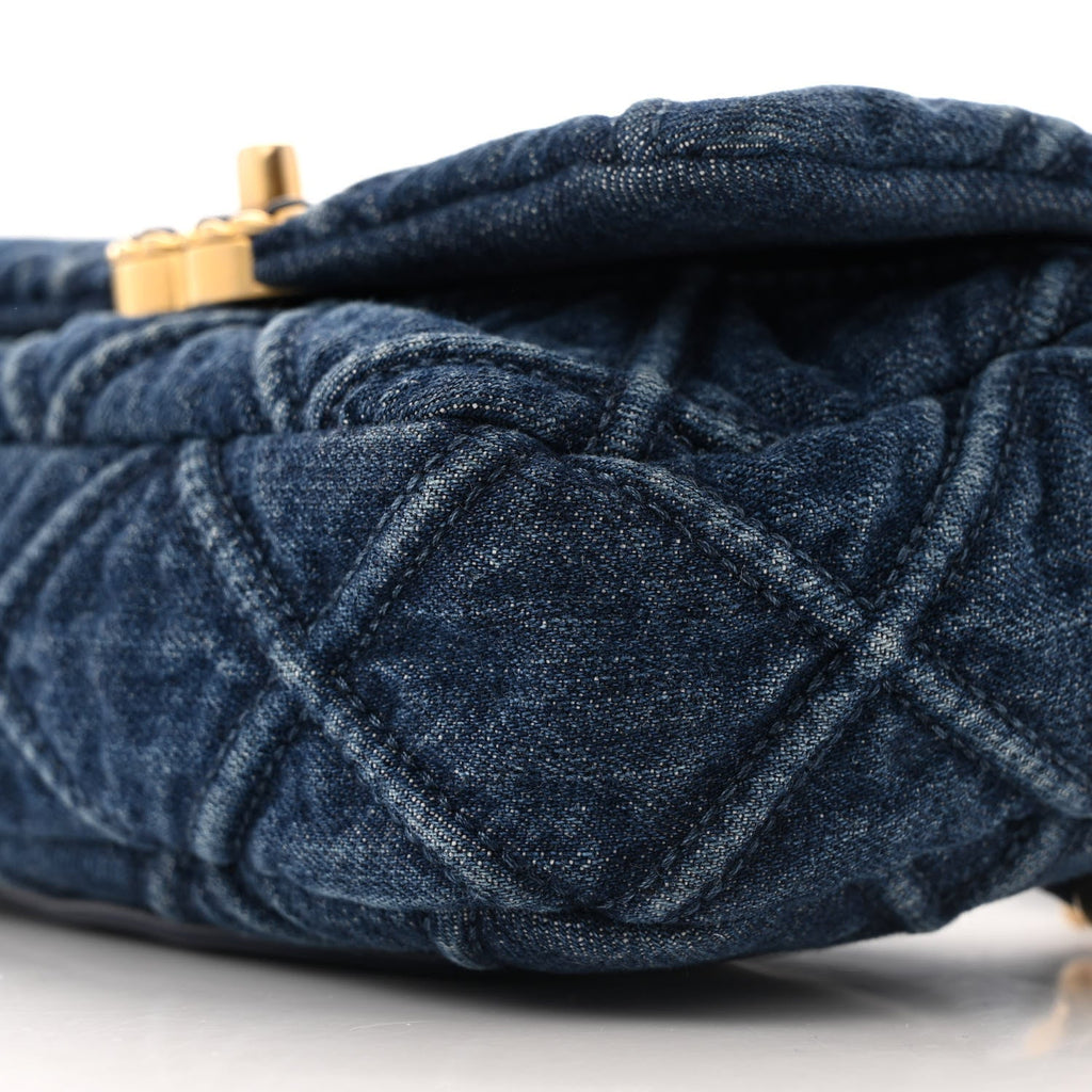 Denim Quilted Chanel 19 Waist Bag Blue