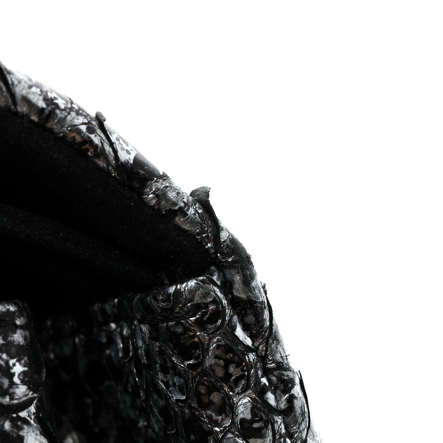 Metallic Snakeskin Medium Double Flap Black Silver