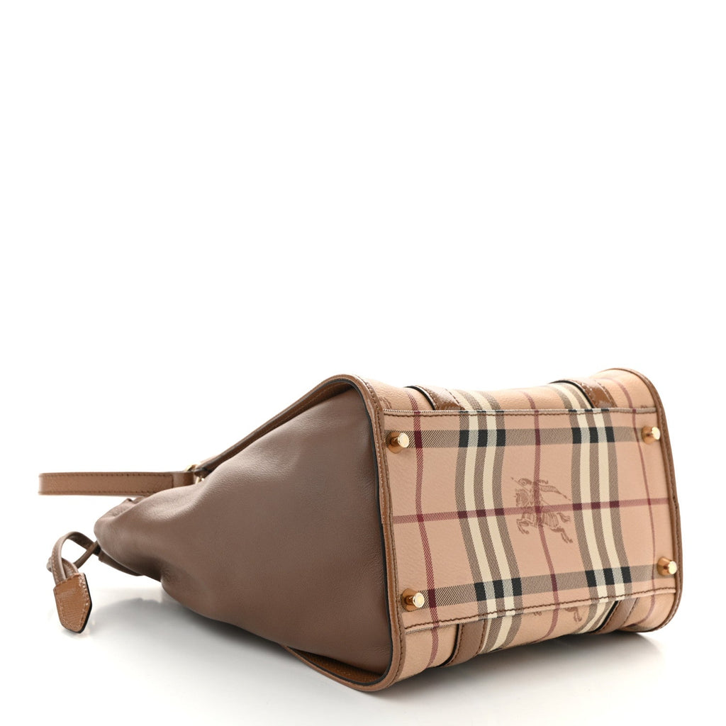 Patent Haymarket Check Small Dinton Tote Mid Camel