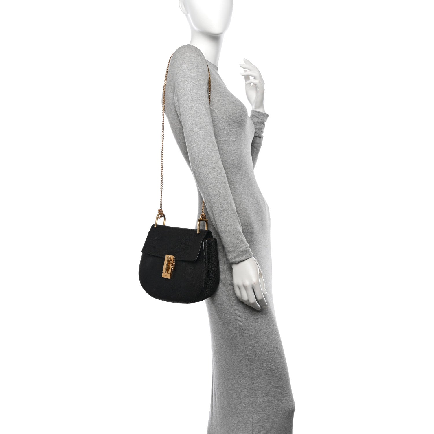 Grained Lambskin Drew Shoulder Bag Black