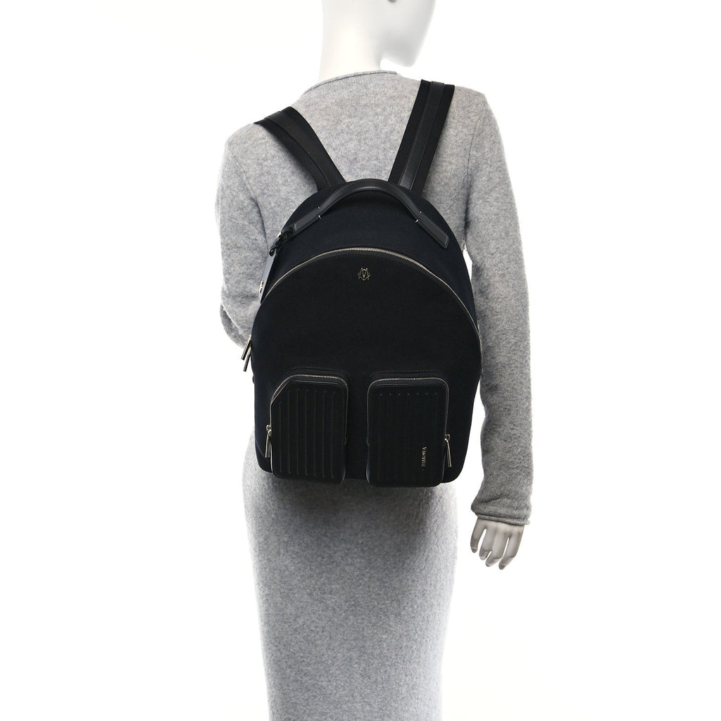 Canvas Calfskin Never Still Medium Backpack Black