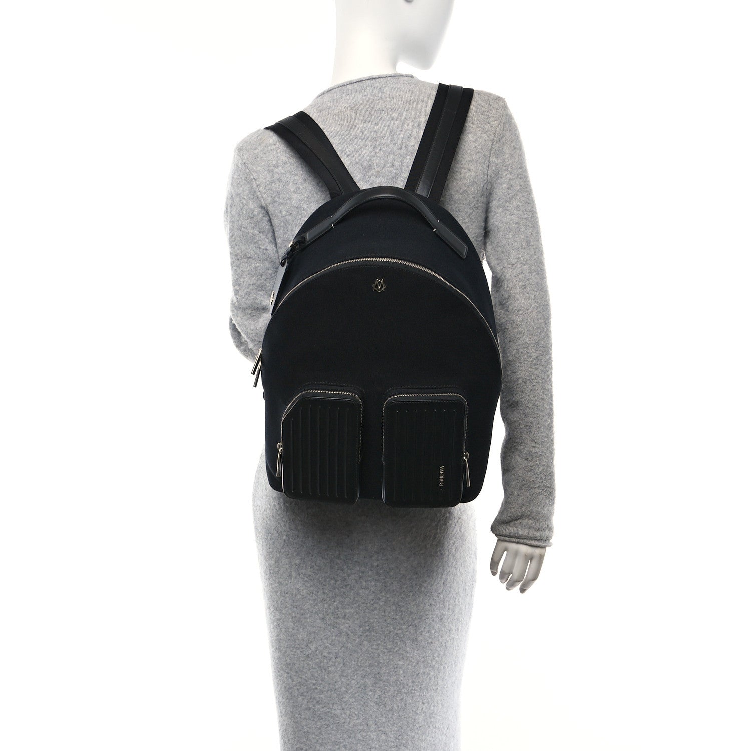 Canvas Calfskin Never Still Medium Backpack Black