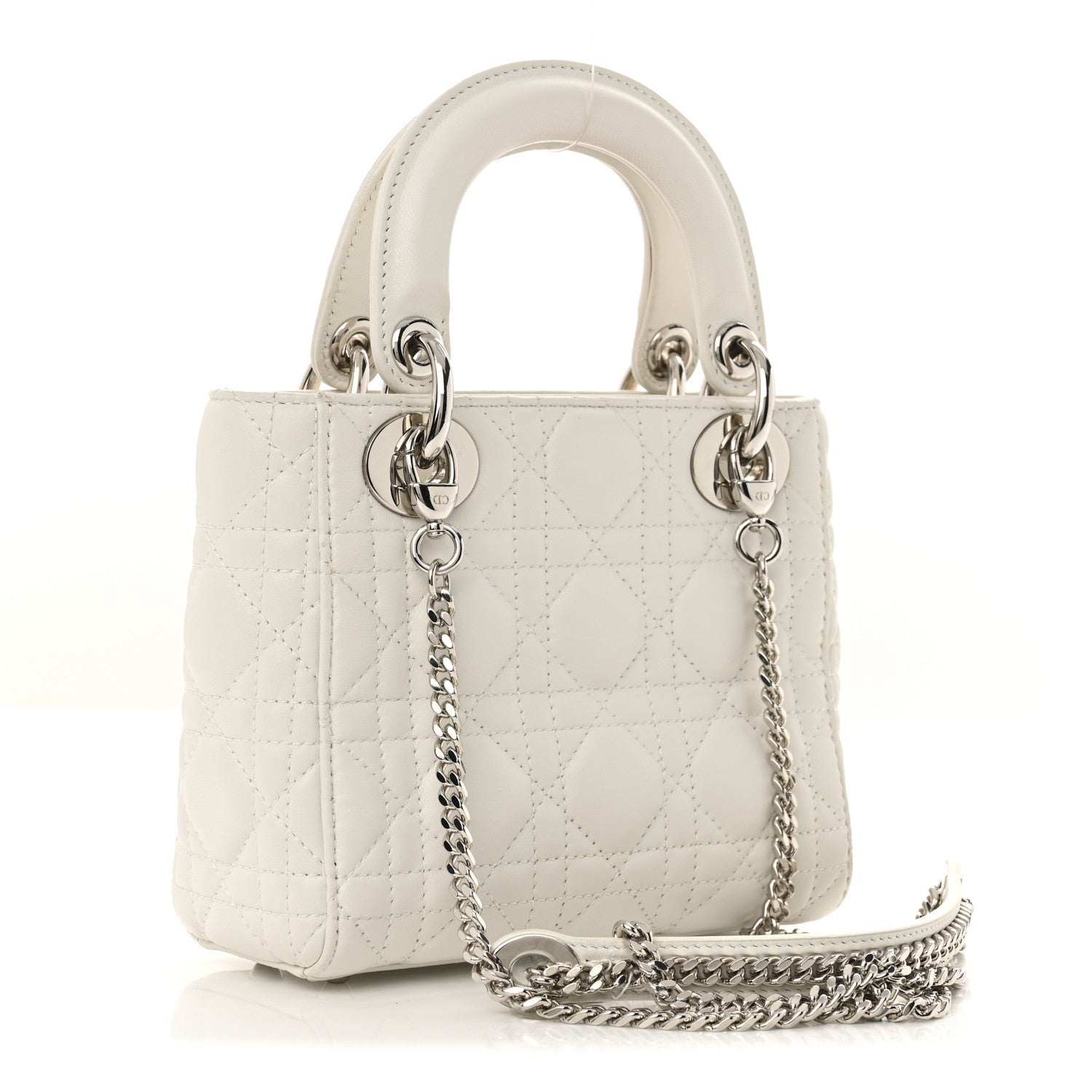 Lambskin Cannage Mini Lady Dior White