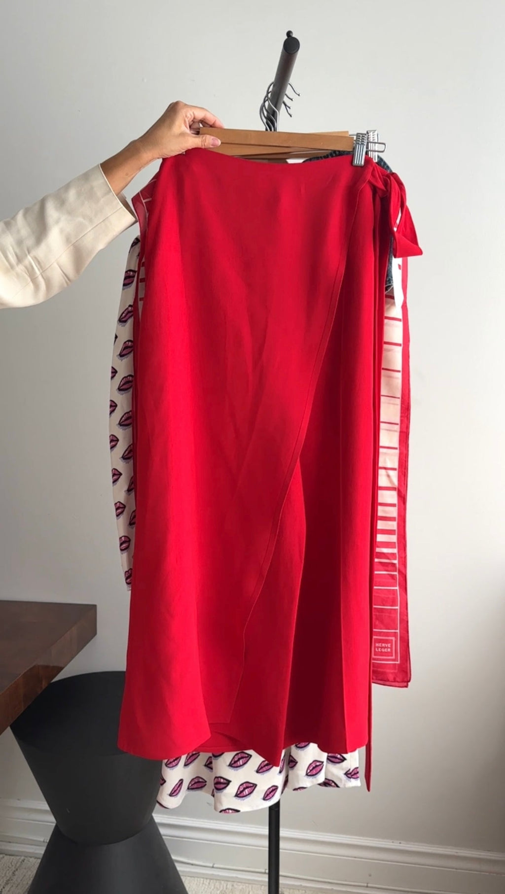 Valentino Long Red Drape Front Trousers / Skirt - L (10/12)