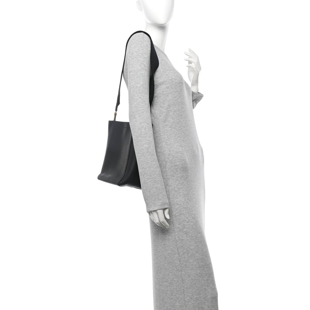 Soft Grained Calfskin Small Sangle Bucket Bag Black