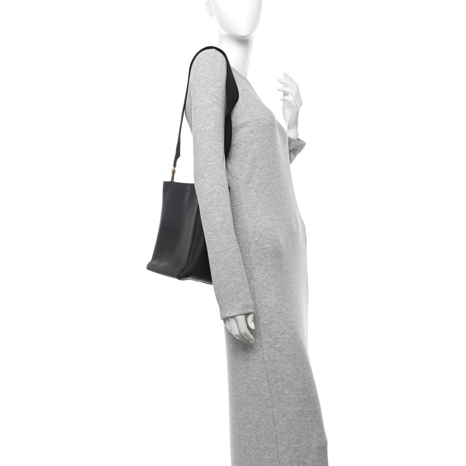 Soft Grained Calfskin Small Sangle Bucket Bag Black
