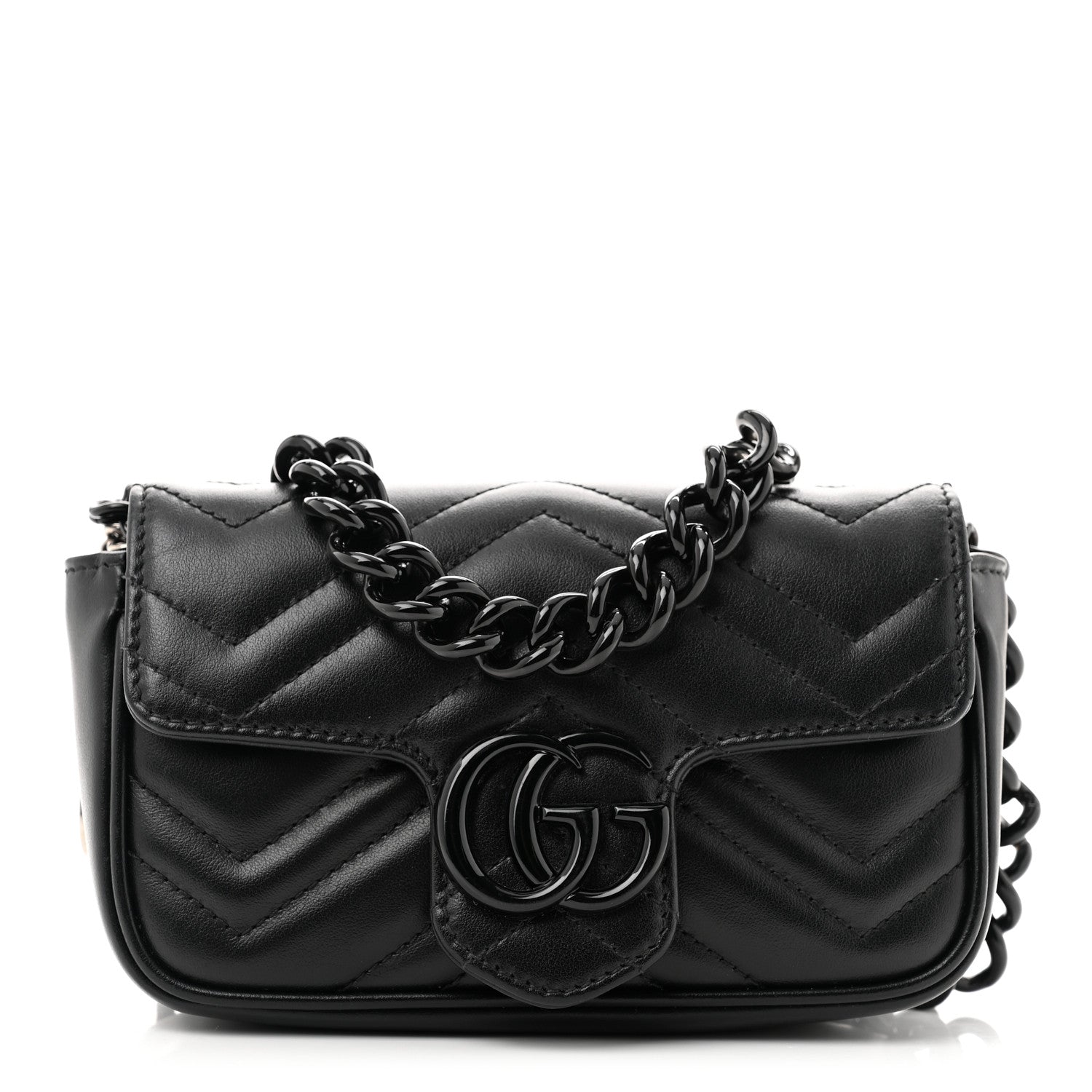 Calfskin Matelasse Monochrome GG Marmont Chain Belt Bag Black