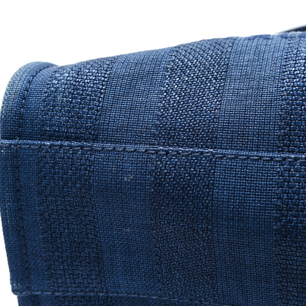 Mixed Fibers Striped Small Deauville Tote Navy Blue