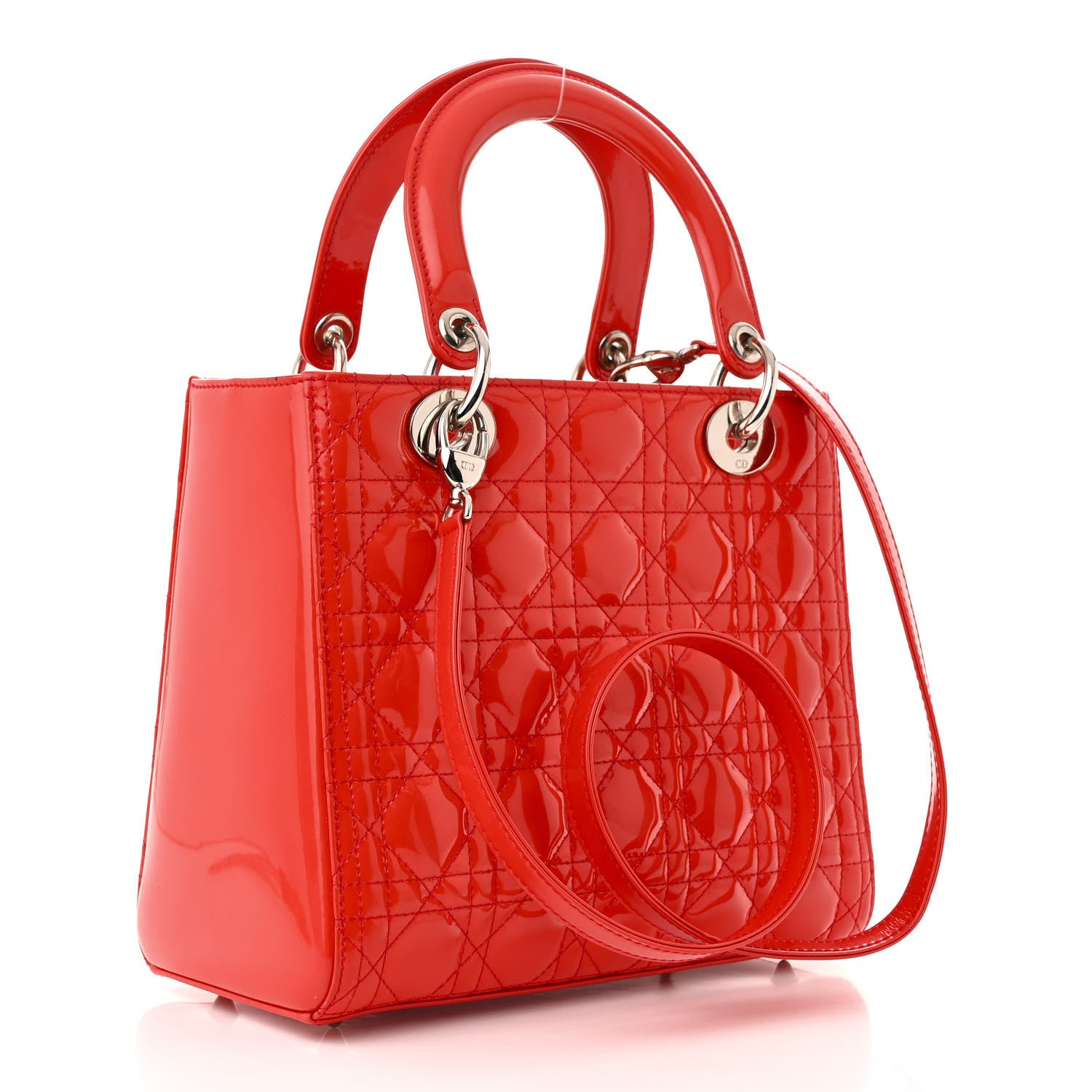 Patent Cannage Medium Lady Dior Red