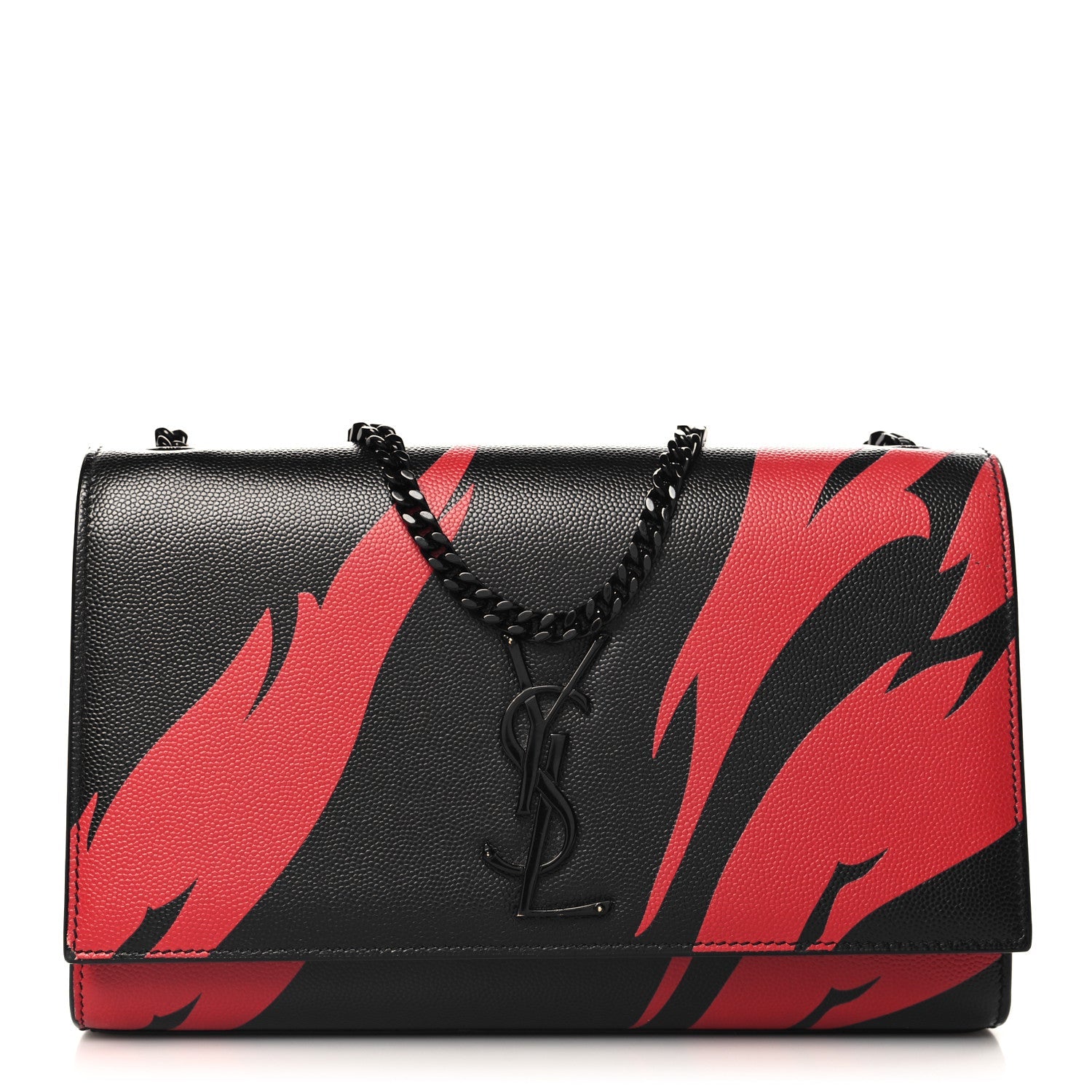 Grain De Poudre Medium Classic Monogram Flame Print Kate Satchel Black