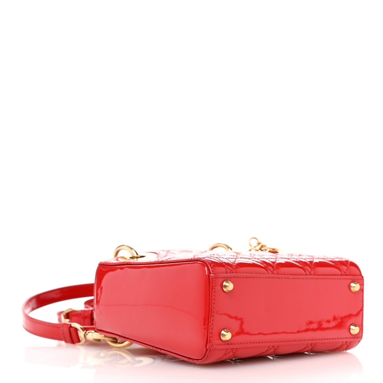 Patent Cannage Mini Lady Dior Red