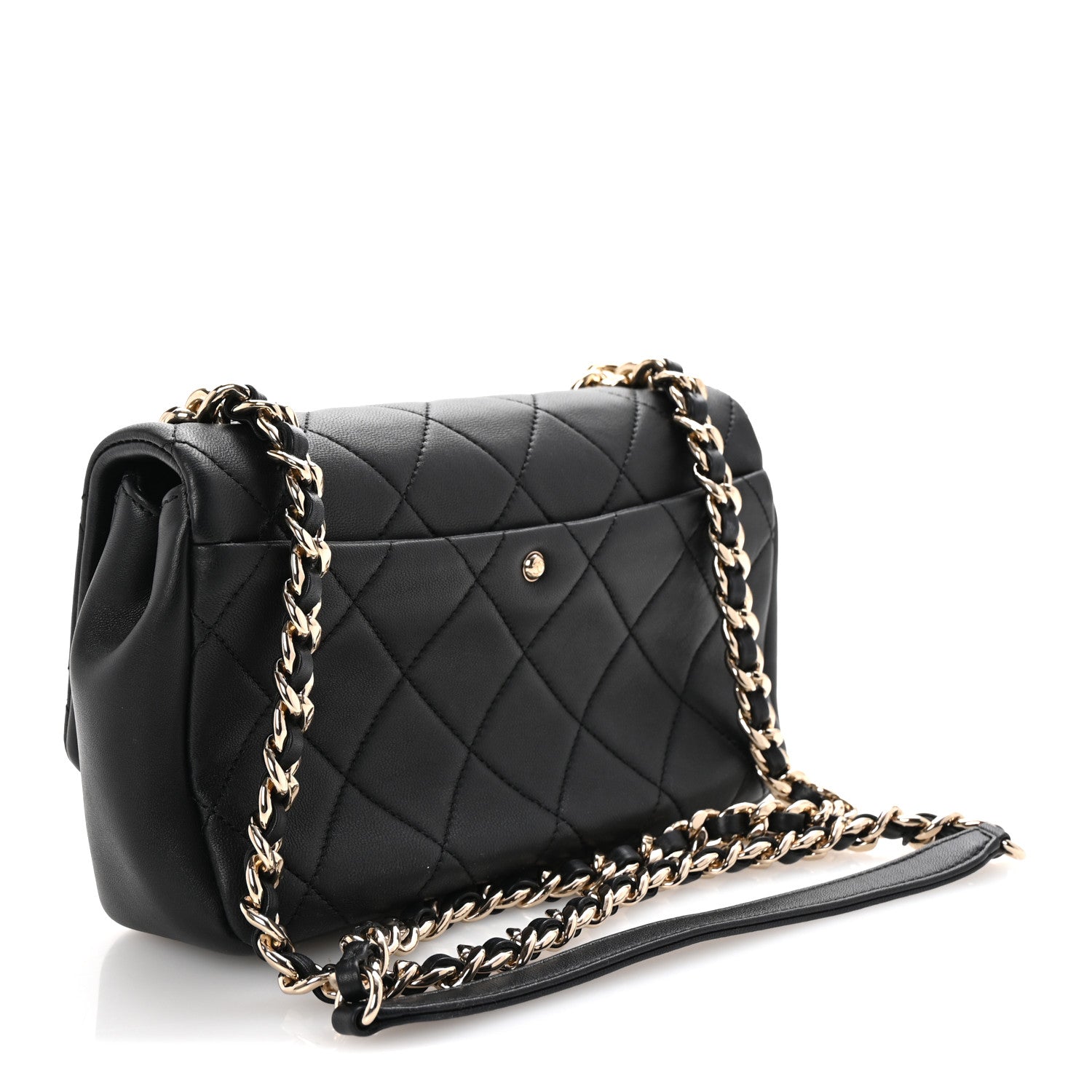 Lambskin Quilted Resin Bi-Color Chain Flap Bag Black