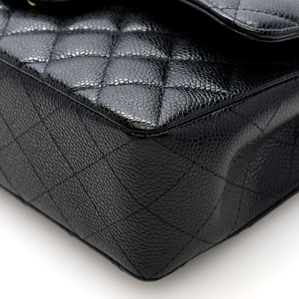 Caviar Quilted Small Double Flap Black