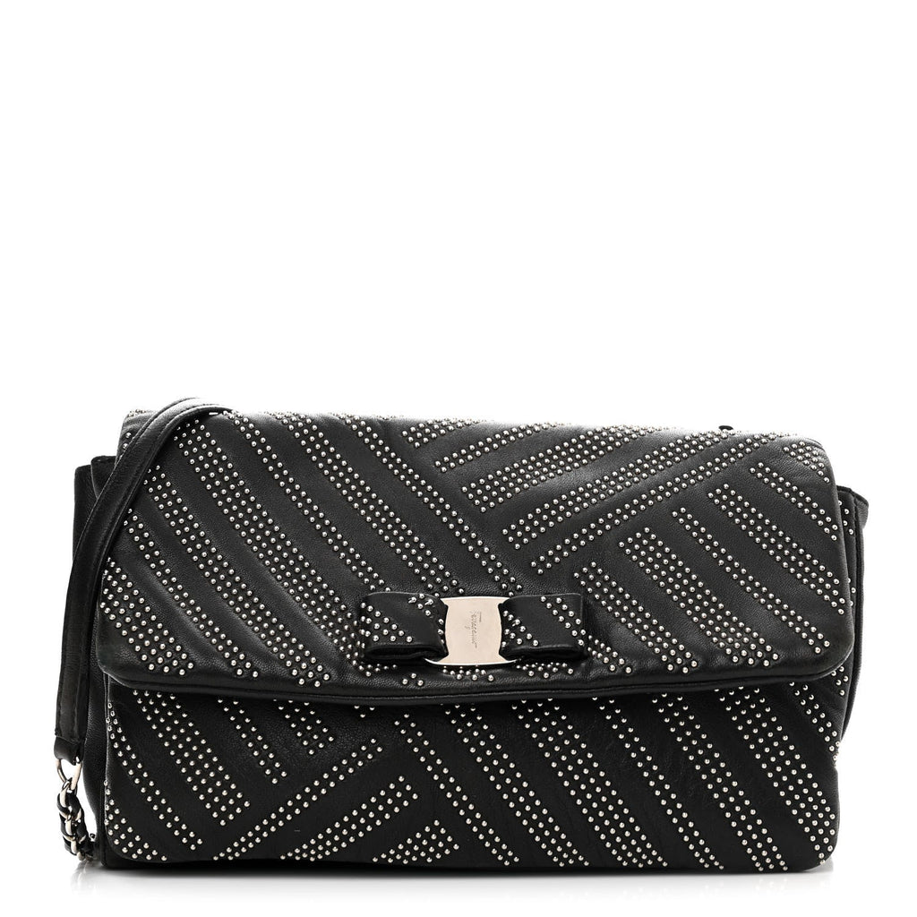 Calfskin Studded Gelly Bag Black
