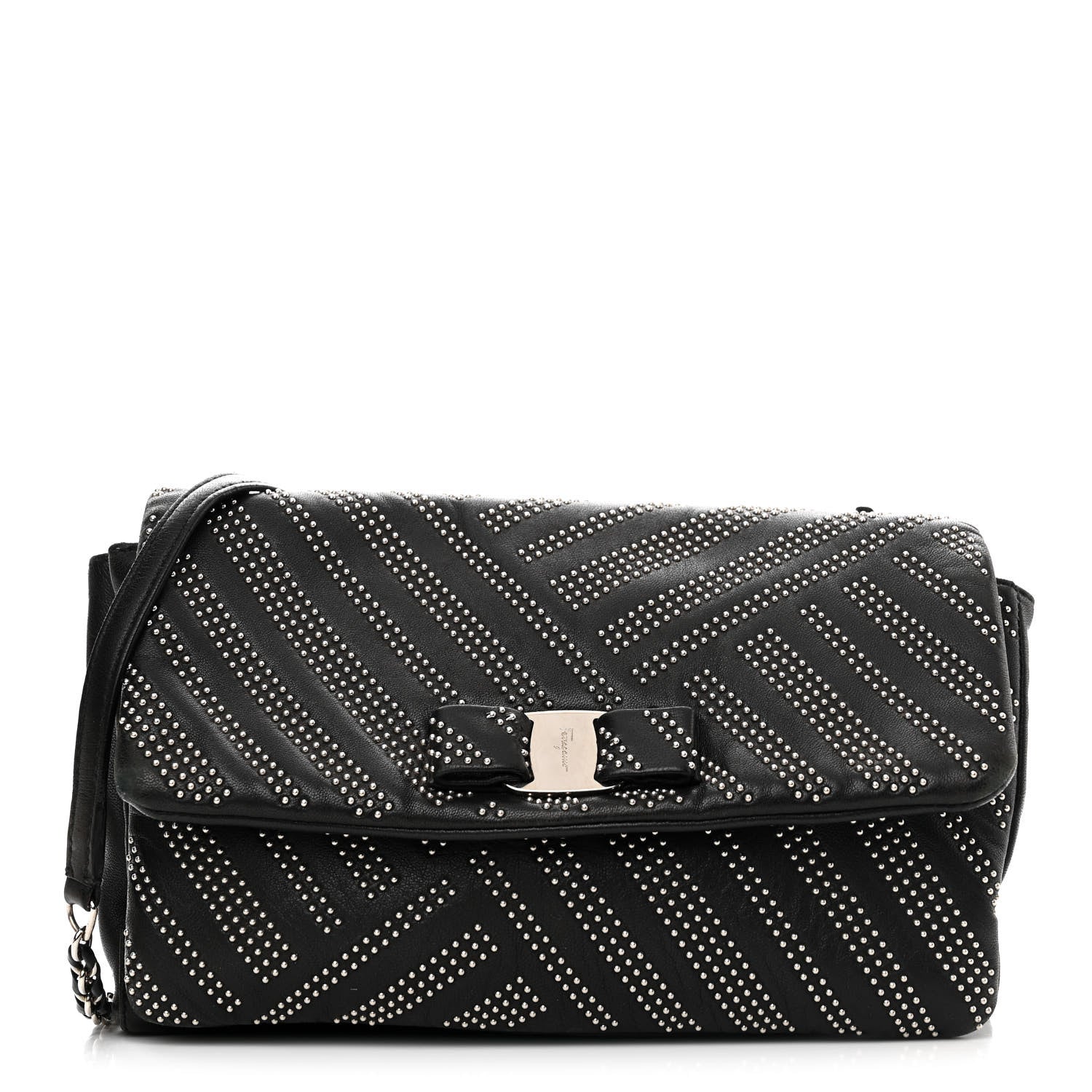 Calfskin Studded Gelly Bag Black