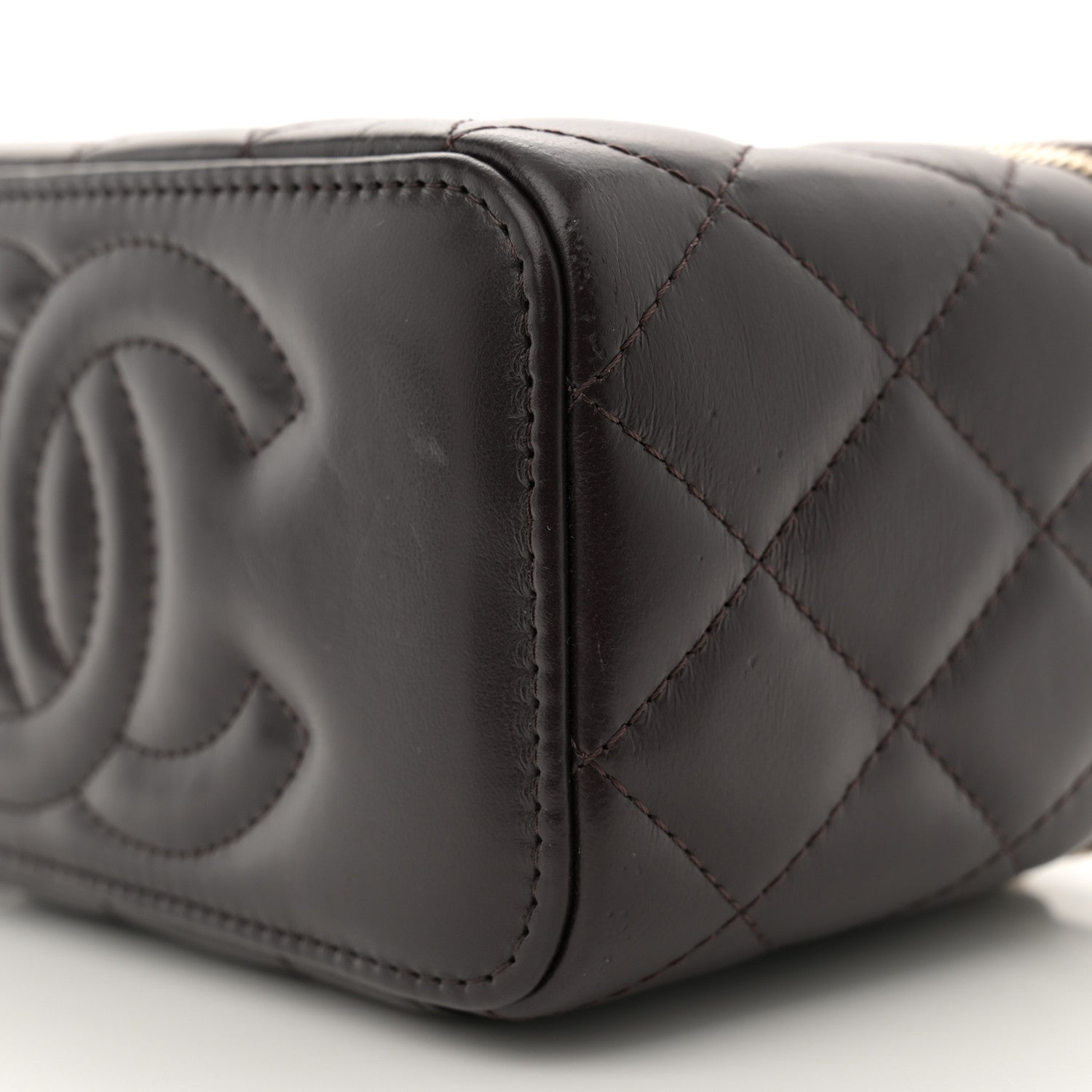 Lambskin Quilted Small Pillow Crush Vanity Case With Chain Black