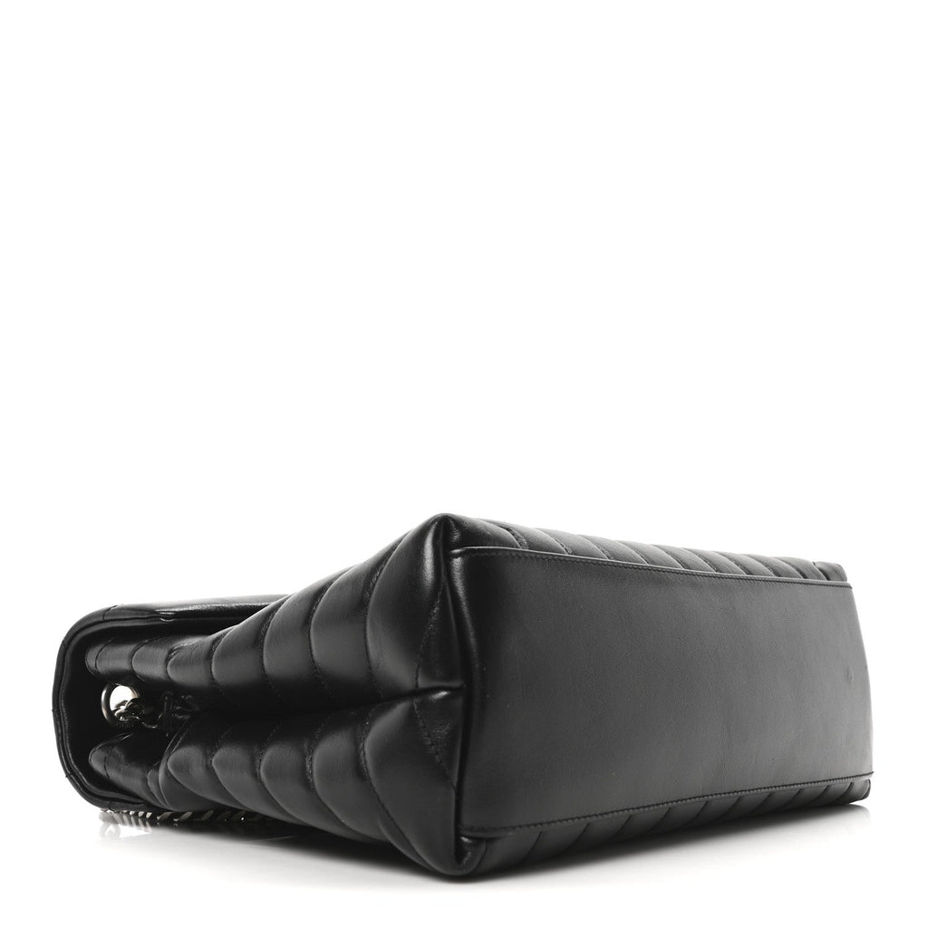 Calfskin Y Quilted Monogram Medium Loulou Chain Satchel Black