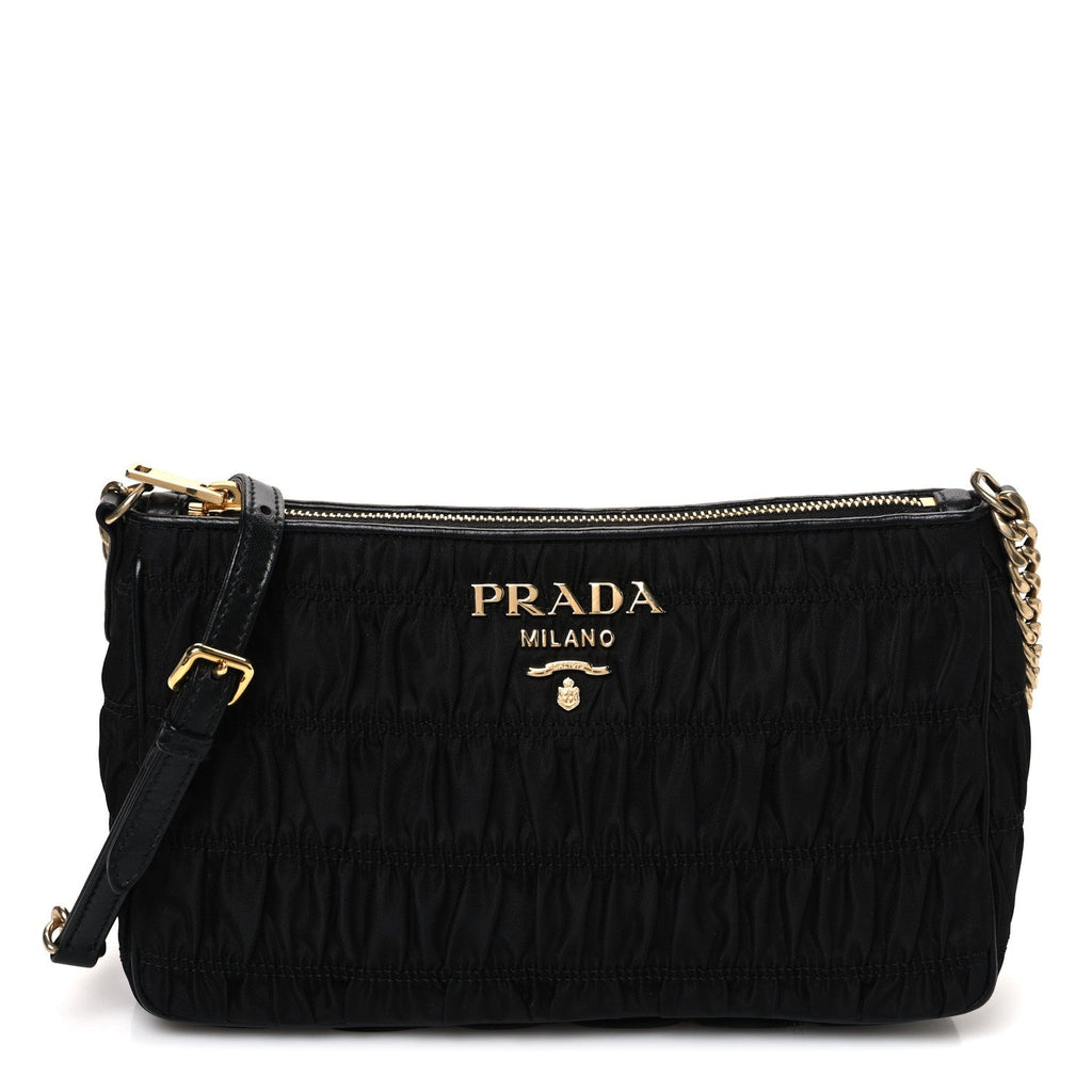 Tessuto Nylon Gaufre Shoulder Bag Black