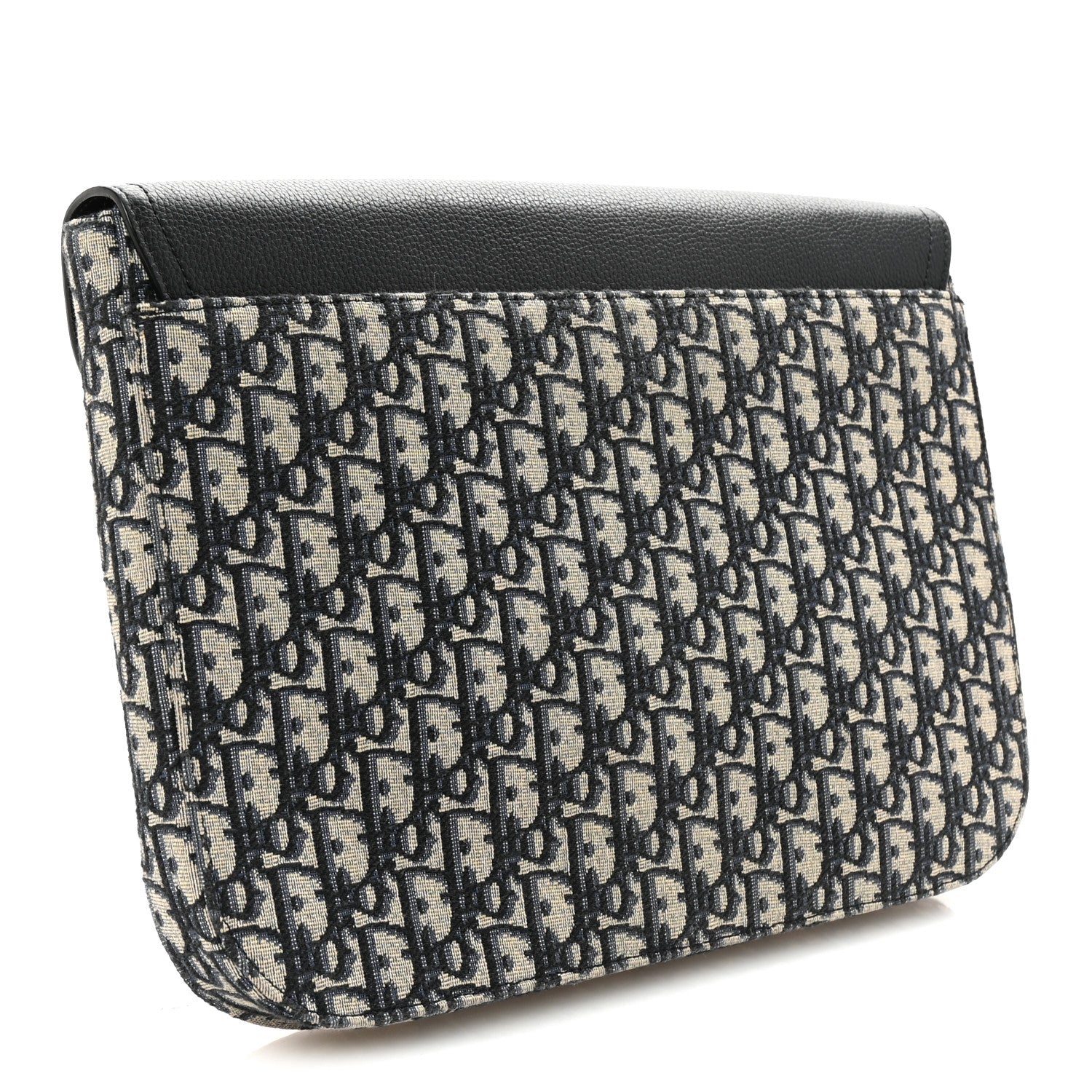 Oblique Jacquard Grained Calfskin Saddle A5 Pouch Blue